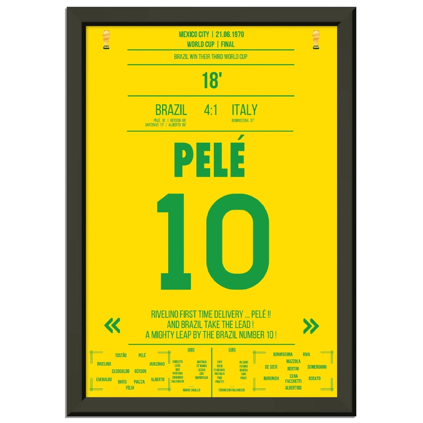 Pelé gewinnt seinen dritten WM-Titel 1970 gegen Italien 