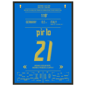 Pirlo's Traumpass durch die deutsche Defensive zum 1:0 durch Grosso 50x70-cm-20x28-Schwarzer-Aluminiumrahmen
