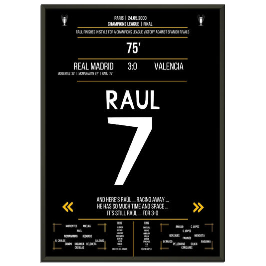 Raul's dritter Treffer im spanischen Champions League Finale 2000 