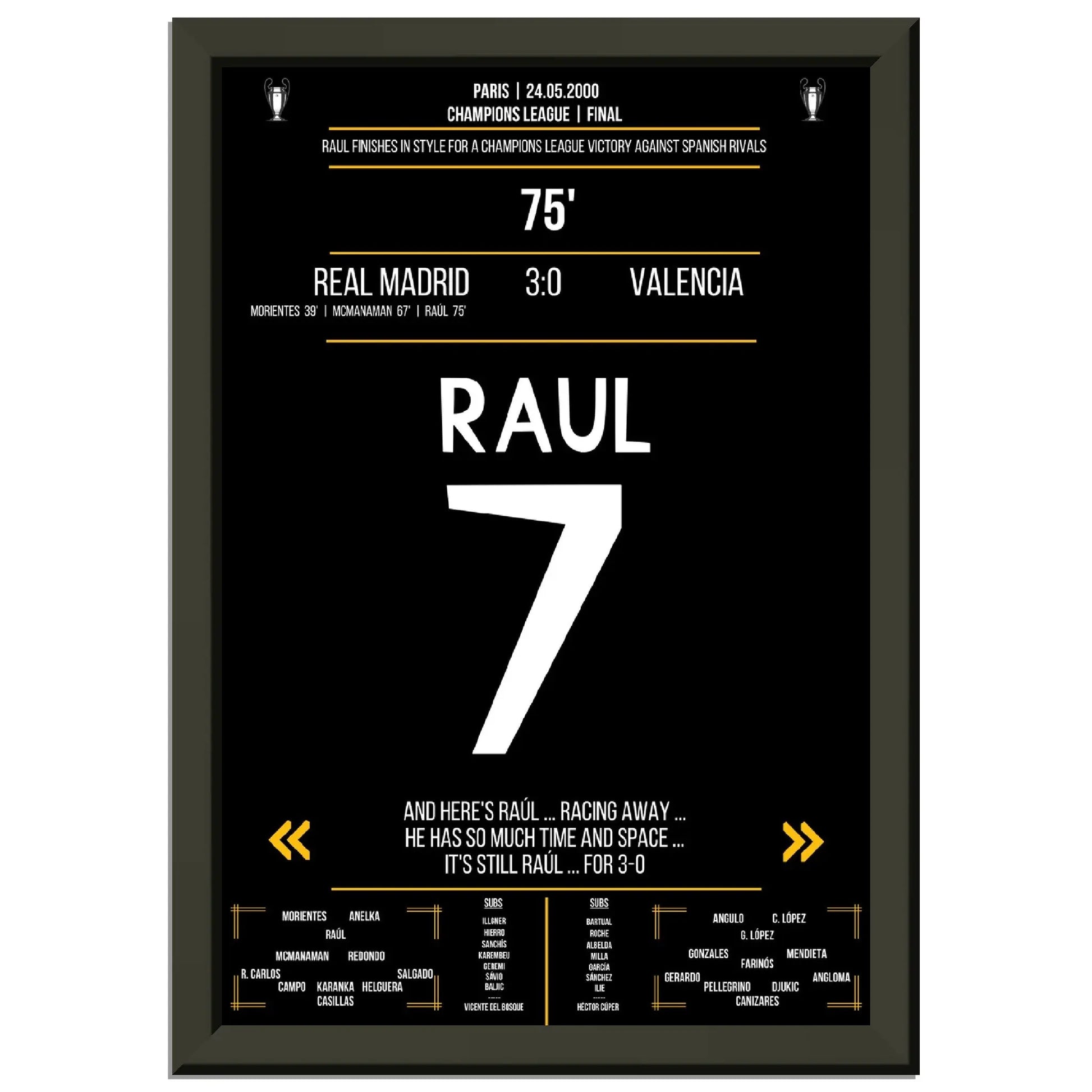 Raul's dritter Treffer im spanischen Champions League Finale 2000 
