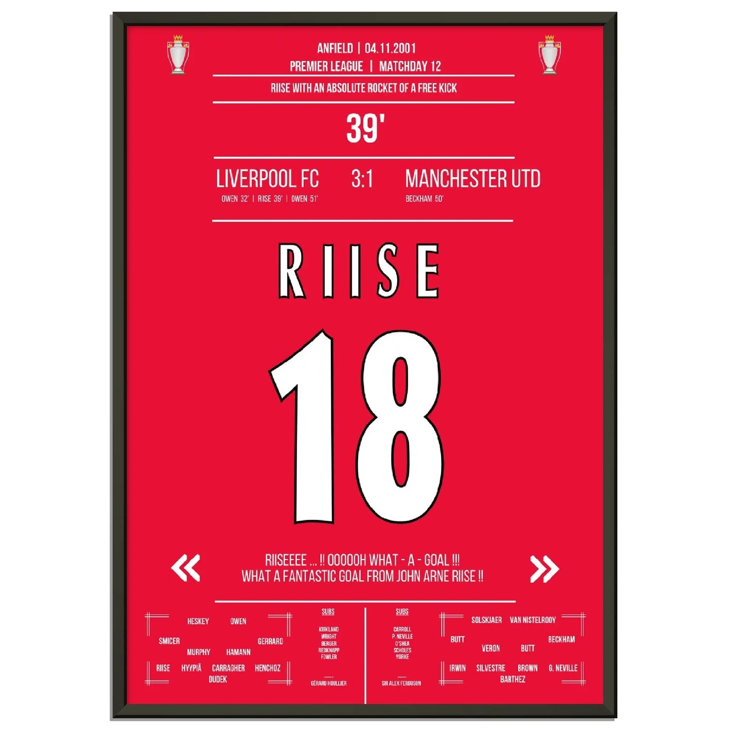 Riise packt den Hammer aus bei Liverpools Heimsieg gegen ManU in 2001 