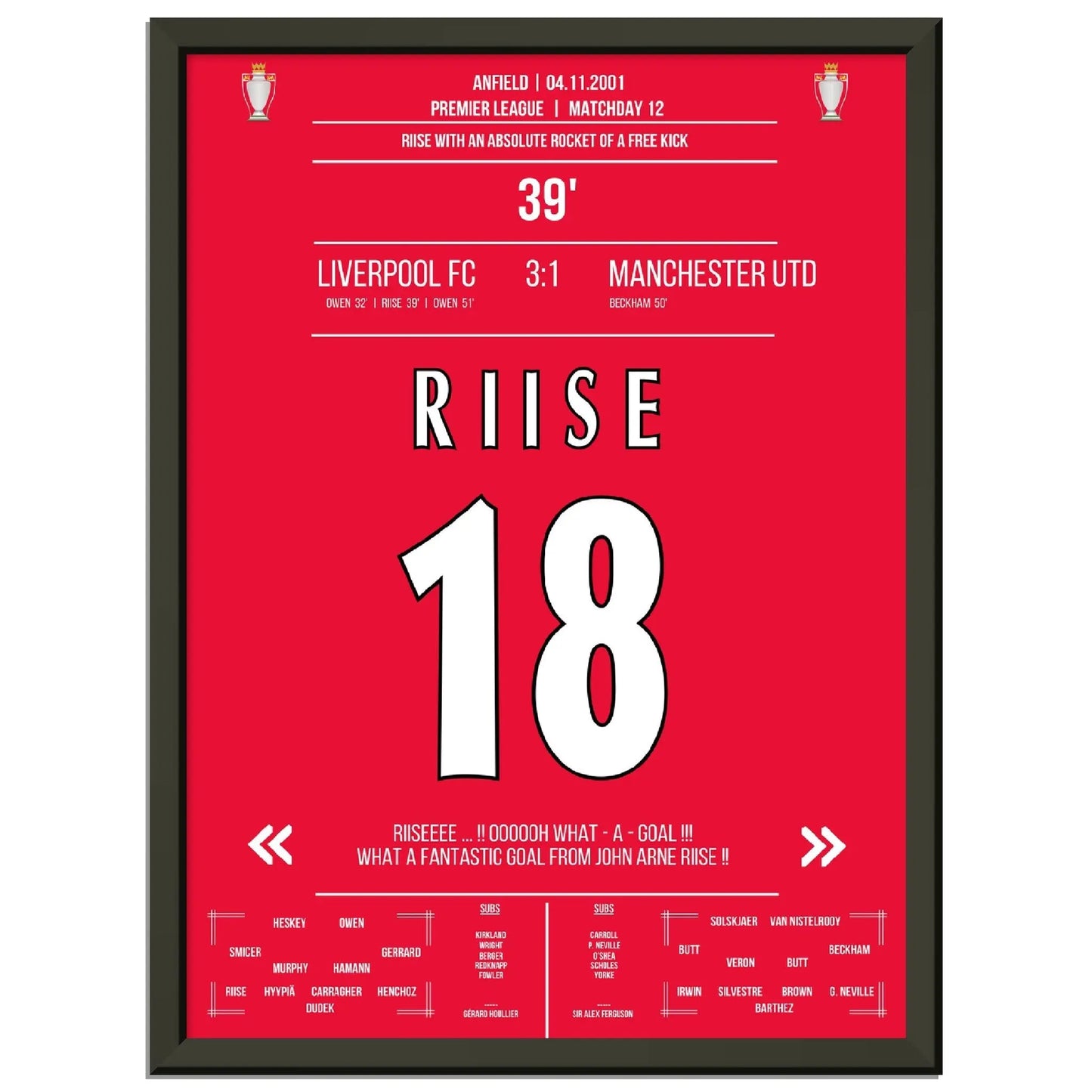 Riise packt den Hammer aus bei Liverpools Heimsieg gegen ManU in 2001 