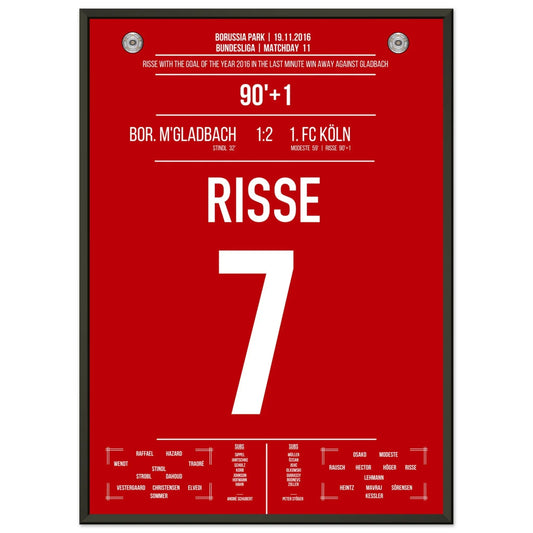 Risse's Tor des Jahres 2016 im Derby gegen Mönchengladbach 50x70-cm-20x28-Schwarzer-Aluminiumrahmen