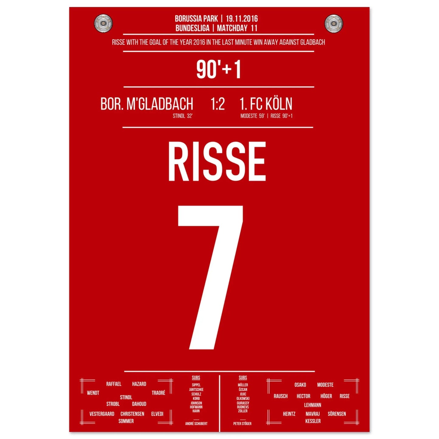 Risse's Tor des Jahres 2016 im Derby gegen Mönchengladbach A4-21x29.7-cm-8x12-Ohne-Rahmen