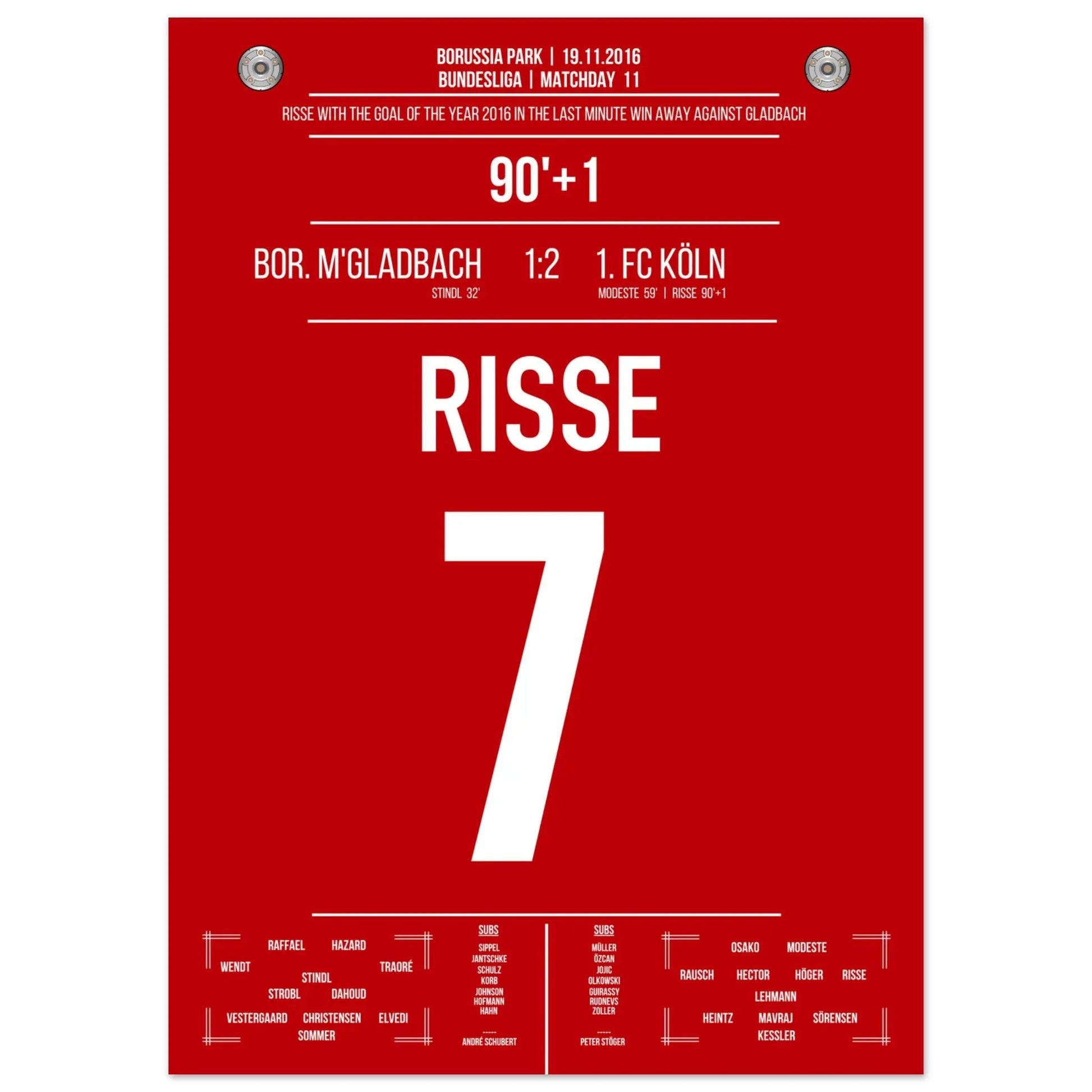 Risse's Tor des Jahres 2016 im Derby gegen Mönchengladbach 50x70-cm-20x28-Ohne-Rahmen