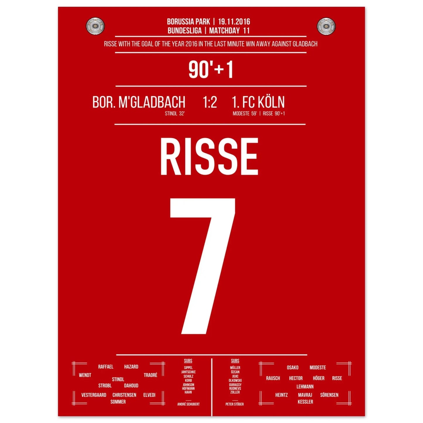 Risse's Tor des Jahres 2016 im Derby gegen Mönchengladbach 45x60-cm-18x24-Ohne-Rahmen