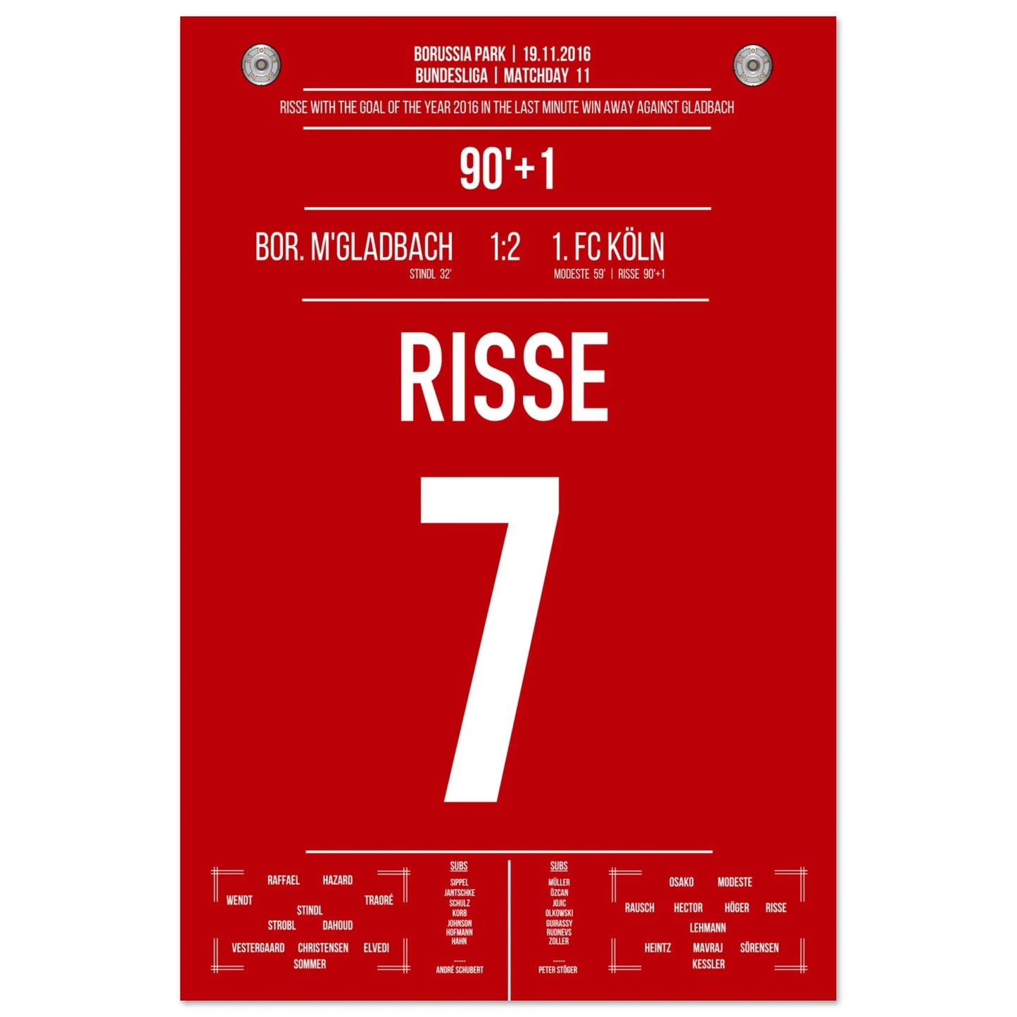 Risse's Tor des Jahres 2016 im Derby gegen Mönchengladbach 60x90-cm-24x36-Ohne-Rahmen