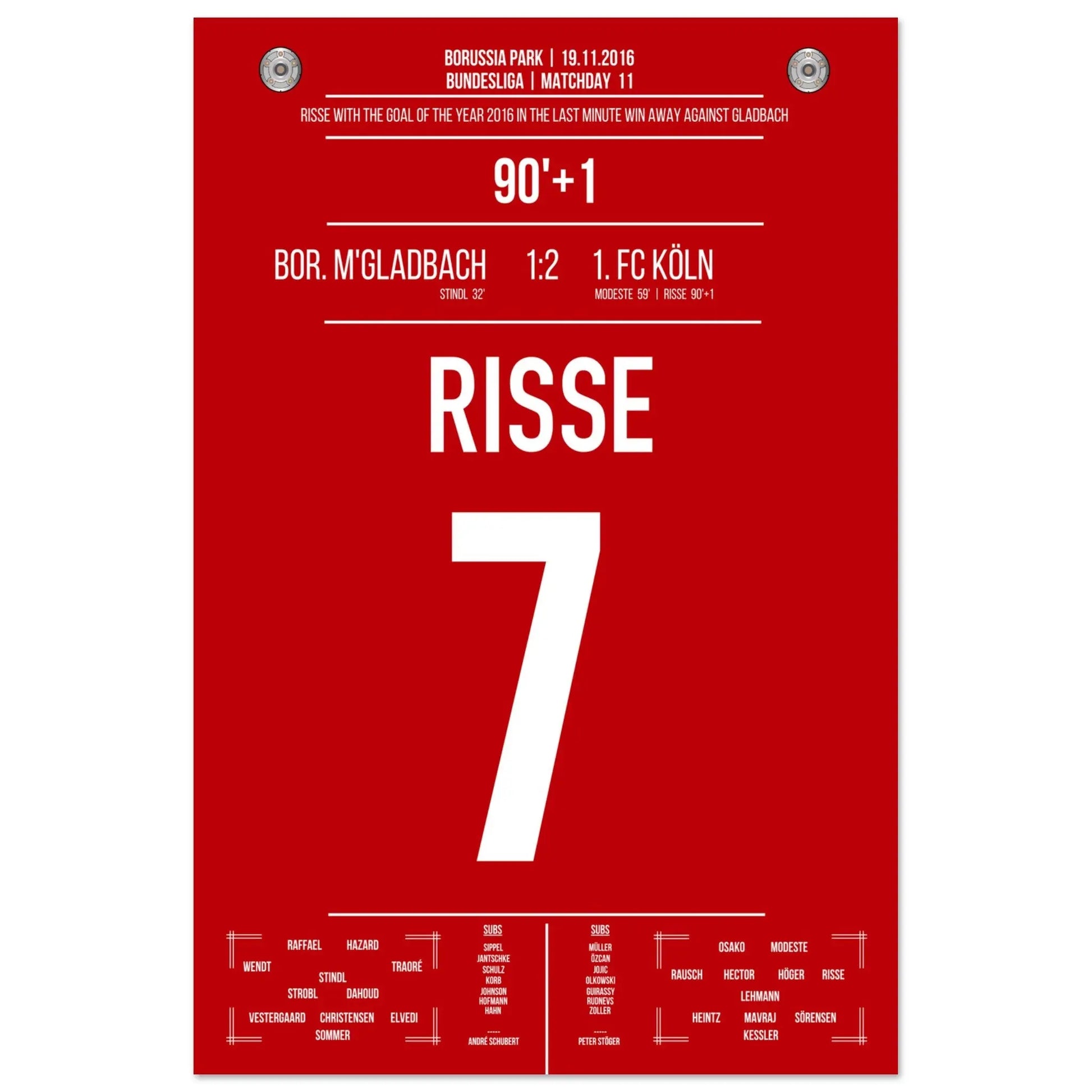 Risse's Tor des Jahres 2016 im Derby gegen Mönchengladbach 60x90-cm-24x36-Ohne-Rahmen