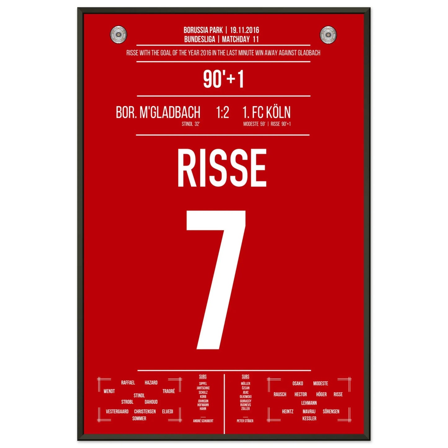 Risse's Tor des Jahres 2016 im Derby gegen Mönchengladbach 60x90-cm-24x36-Schwarzer-Aluminiumrahmen