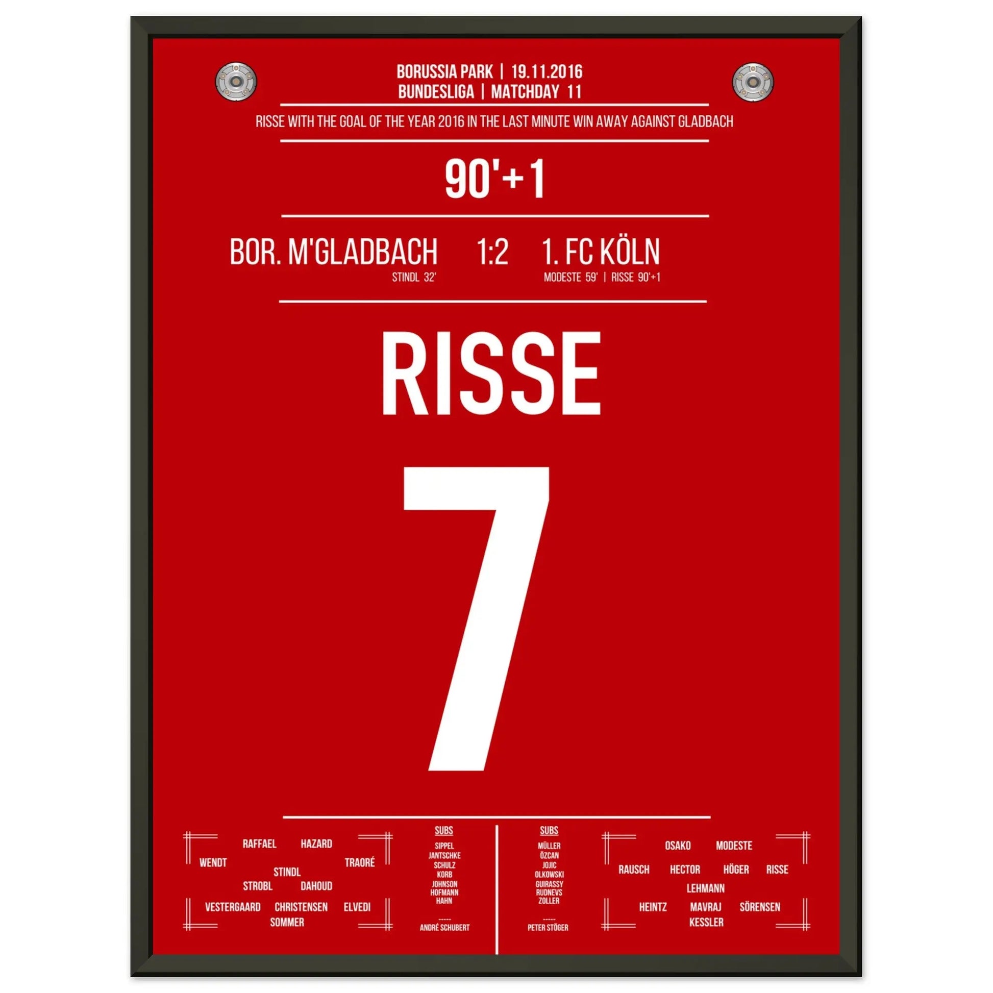 Risse's Tor des Jahres 2016 im Derby gegen Mönchengladbach 45x60-cm-18x24-Schwarzer-Aluminiumrahmen