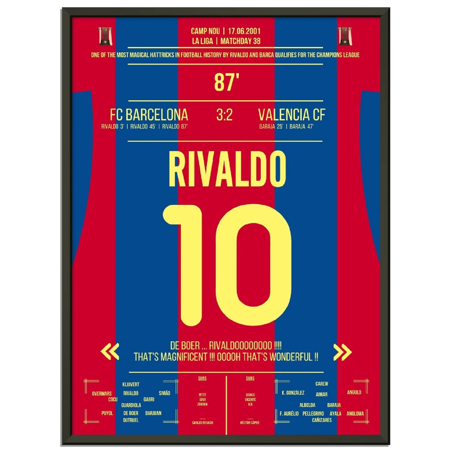 Rivaldo's magischer hattrick führt Barcelona in die Champions League 