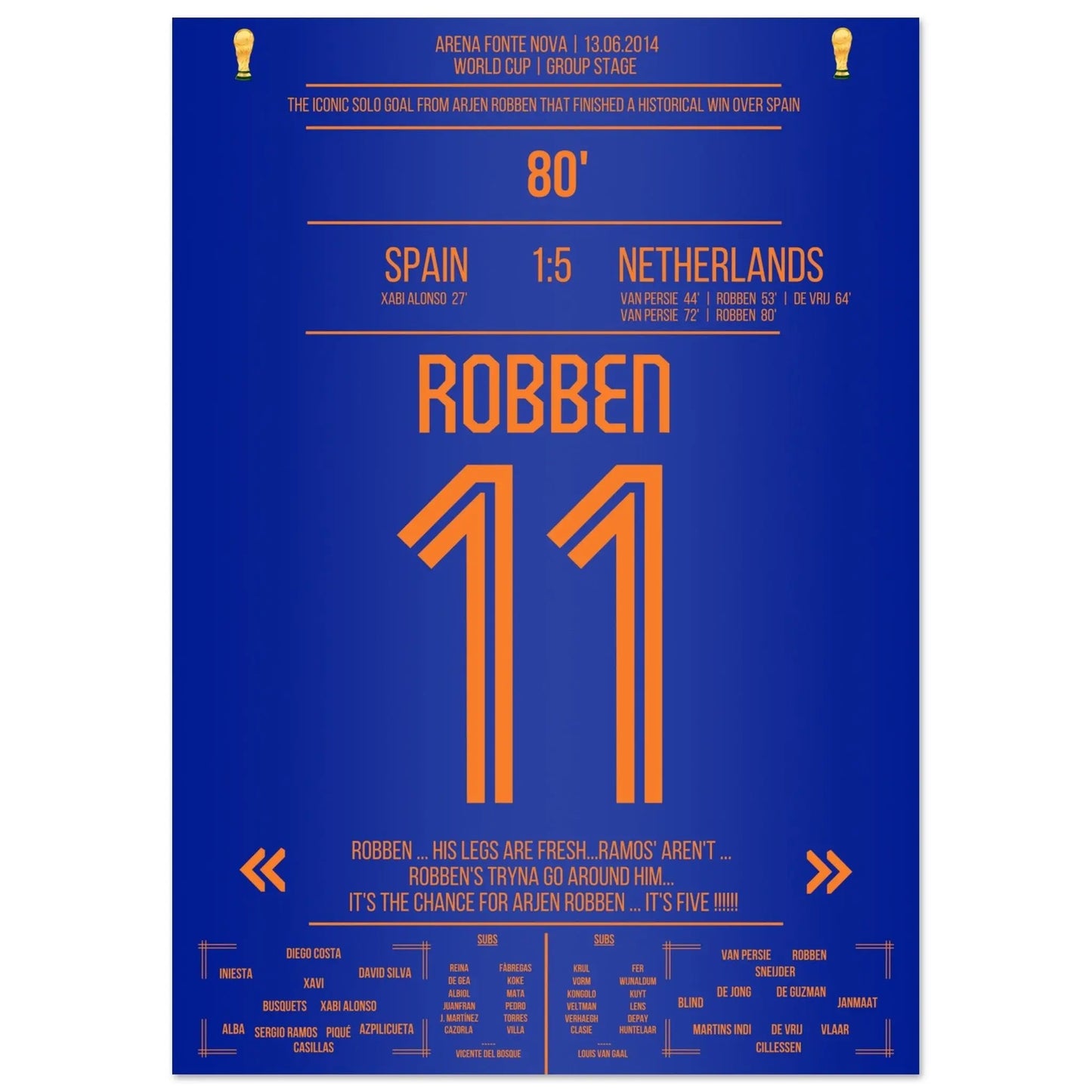 Le but solo de Robben contre l'Espagne lors de la Coupe du monde 2014