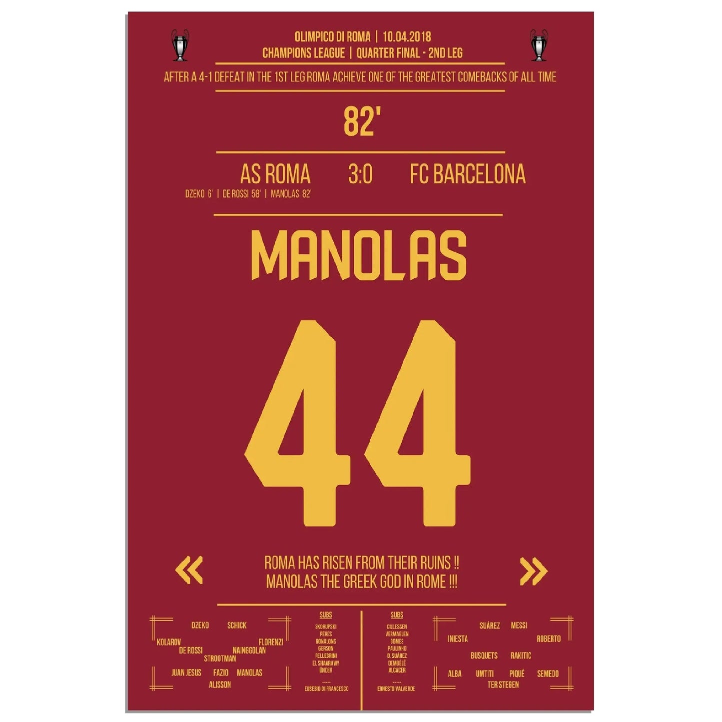 Roma schafft das Wunder gegen Barcelona - Manolas Kopfballtor ins Halbfinale 