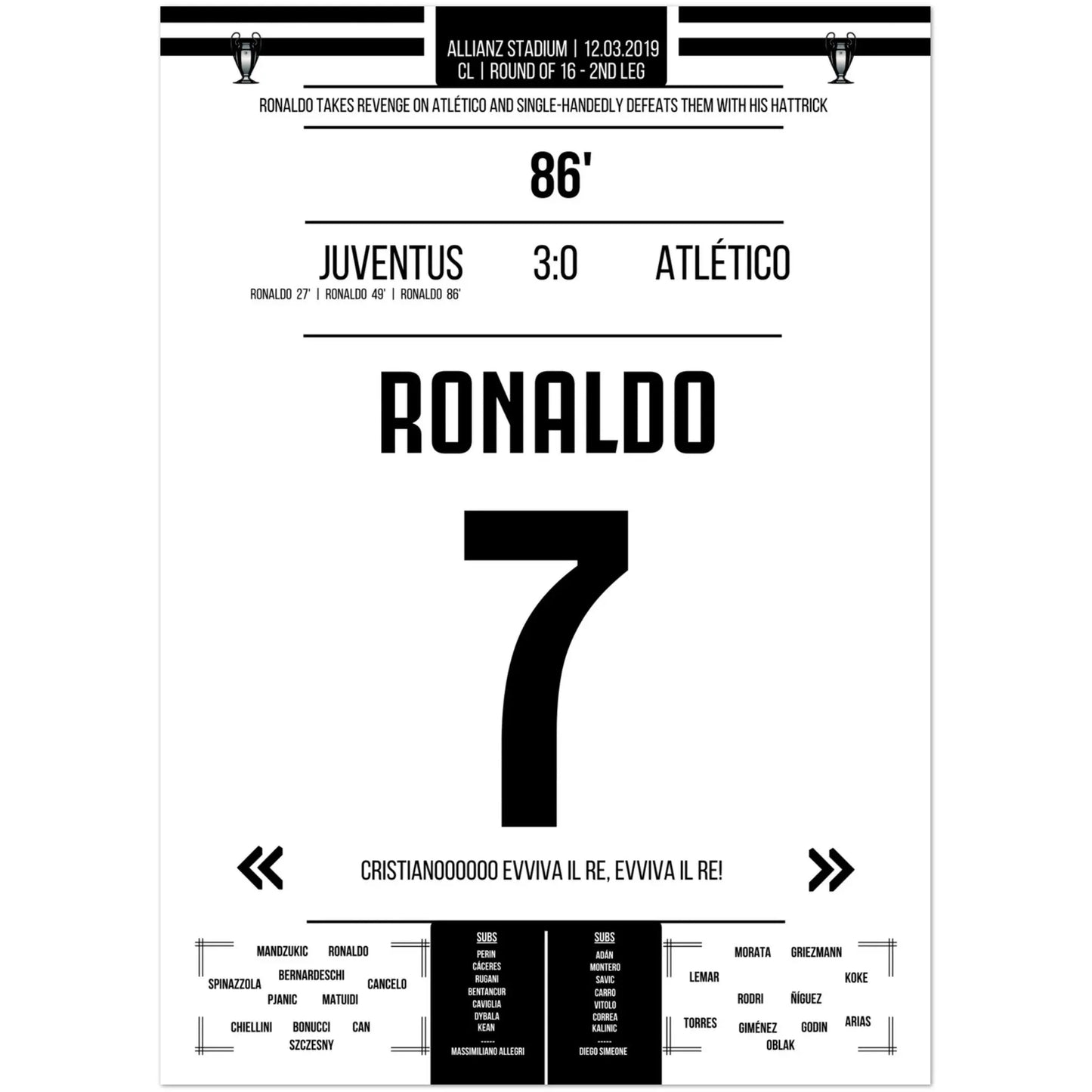 Ronaldo's wraak tegen Atlético in de terugwedstrijd van de Champions League van 2019