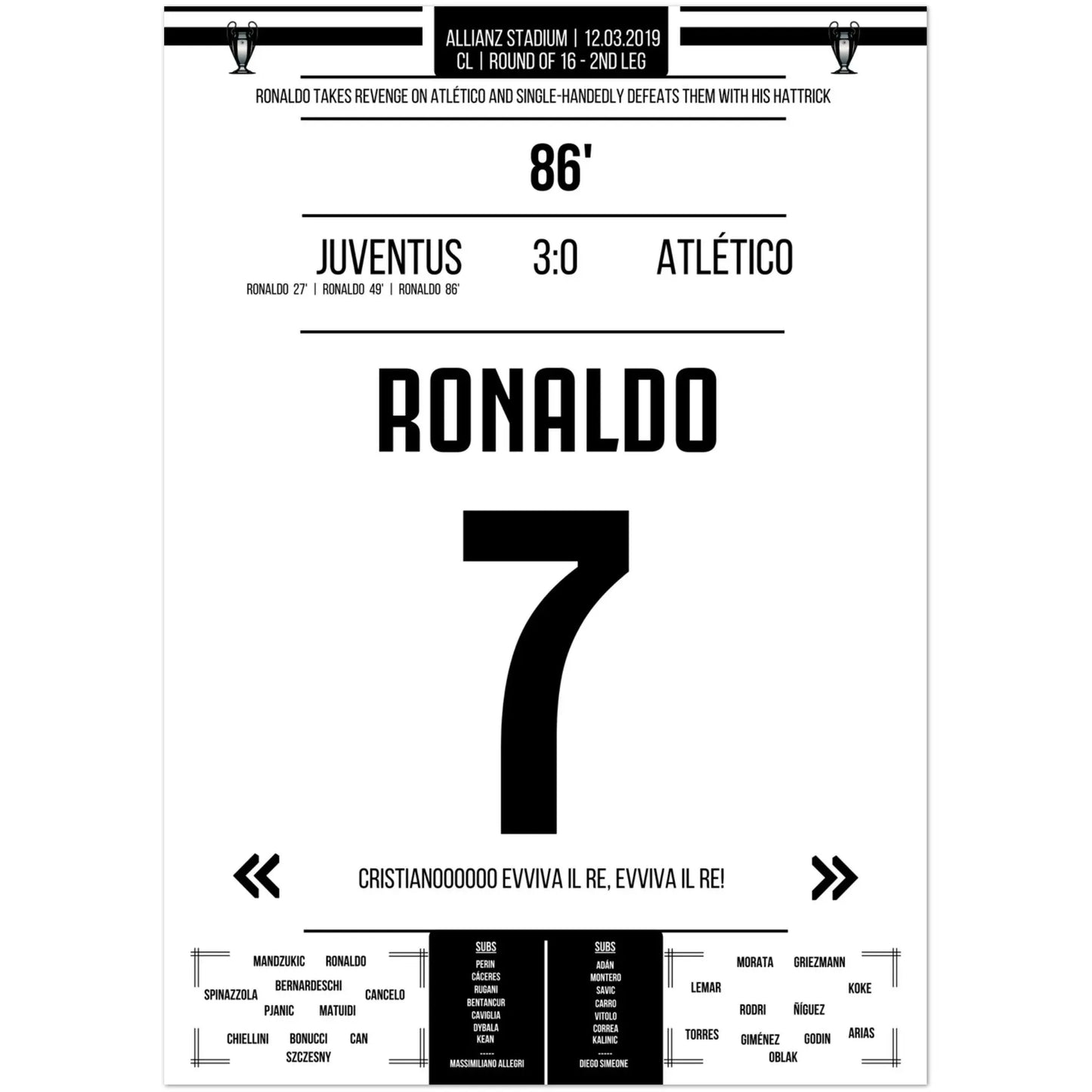 Ronaldo's wraak tegen Atlético in de terugwedstrijd van de Champions League van 2019