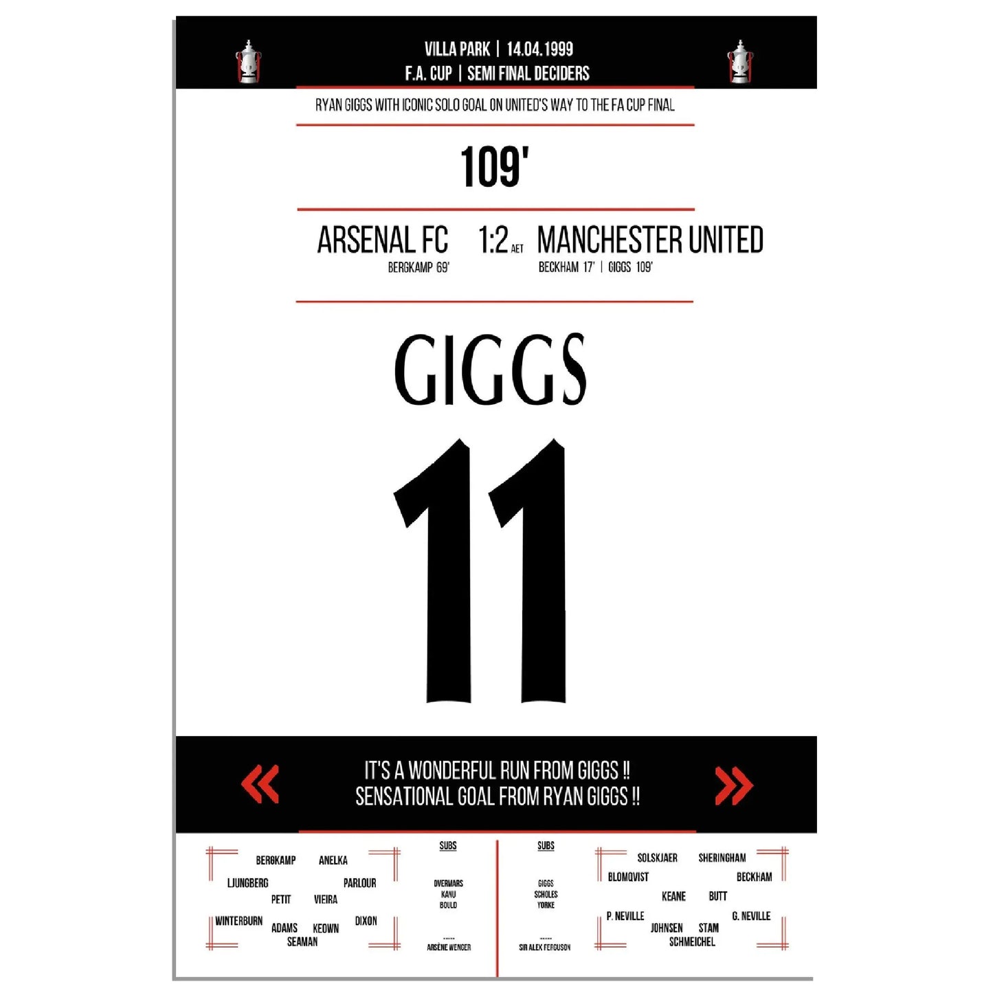 Ryan Giggs legendäres Tor im FA Cup Halbfinal-Triumph gegen Arsenal in 1999 