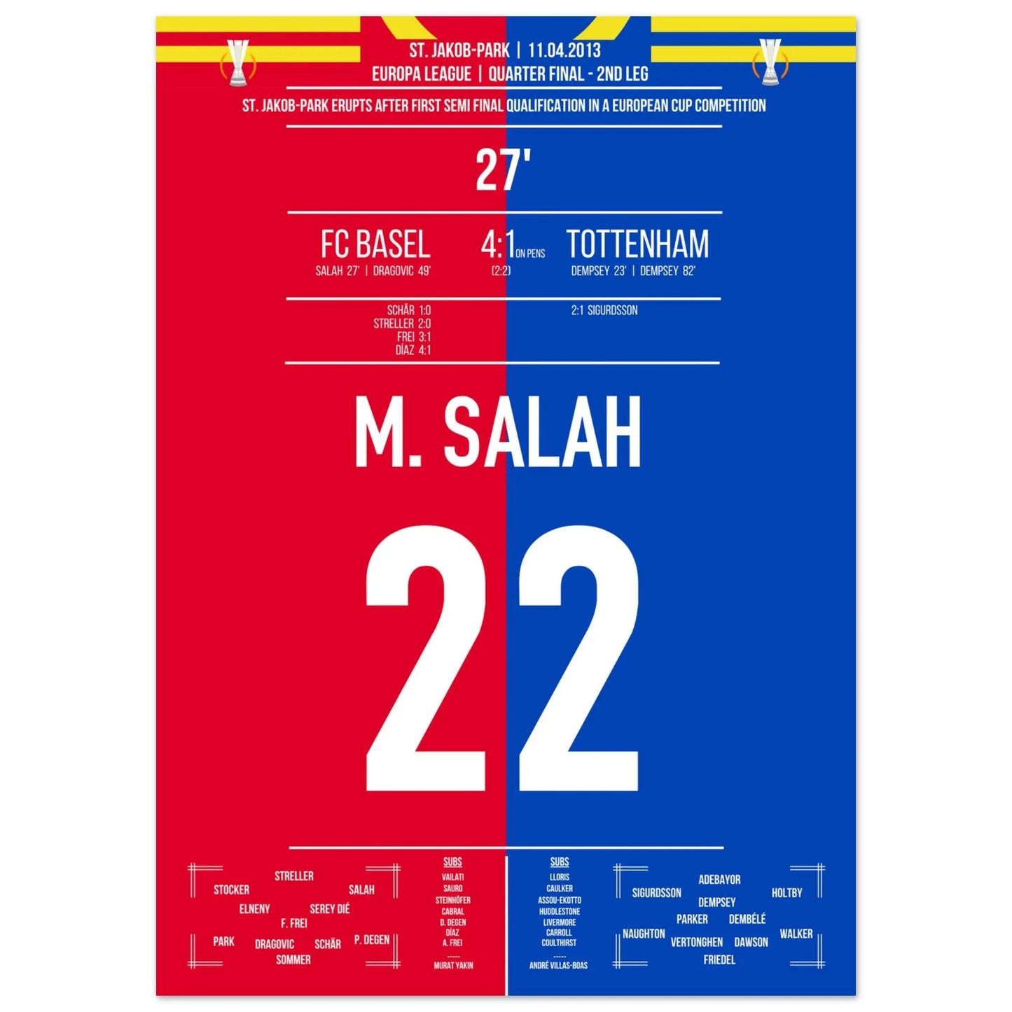 Salah's Treffer in Basel's größtem Europapokal-Erfolg der Vereinsgeschichte 50x70-cm-20x28-Ohne-Rahmen