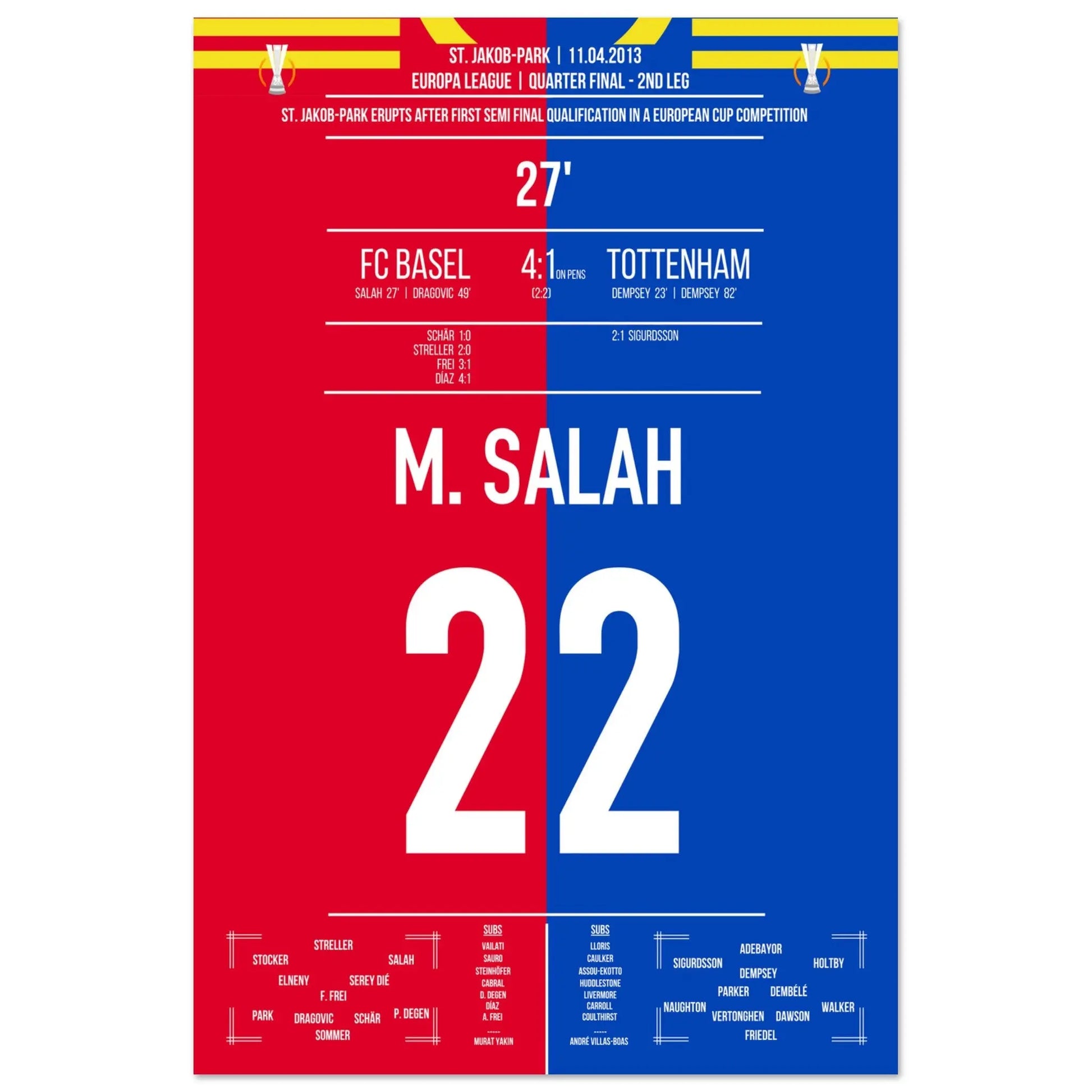 Salah's Treffer in Basel's größtem Europapokal-Erfolg der Vereinsgeschichte 60x90-cm-24x36-Ohne-Rahmen