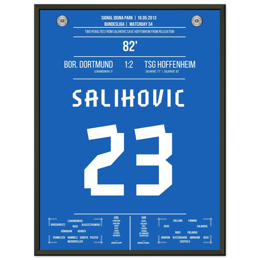 Salihovic Elfmeter rettet Hoffenheim vor dem Abstieg in 2013 45x60-cm-18x24-Schwarzer-Aluminiumrahmen