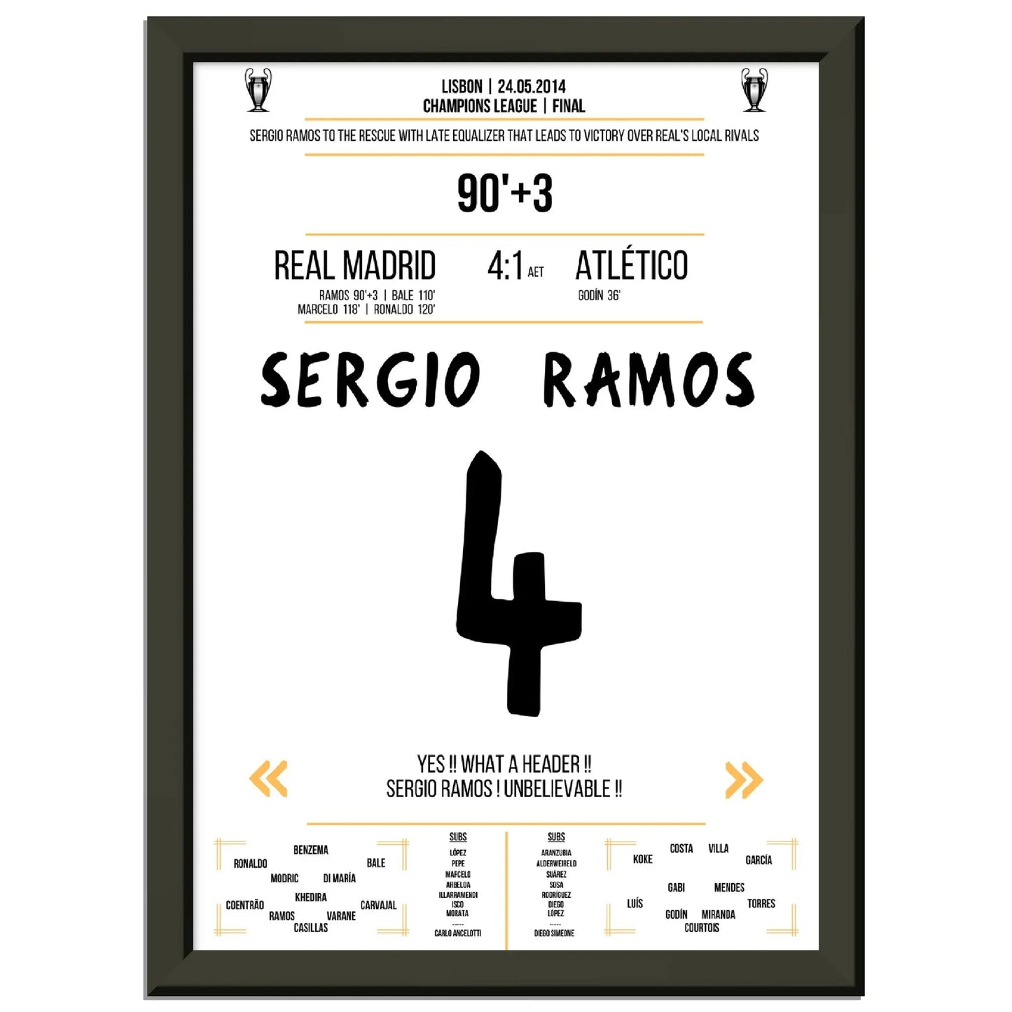 Sergio Ramos rettet Real in der Nachspielzeit des Champions League Finals 2014 gegen Atletico 