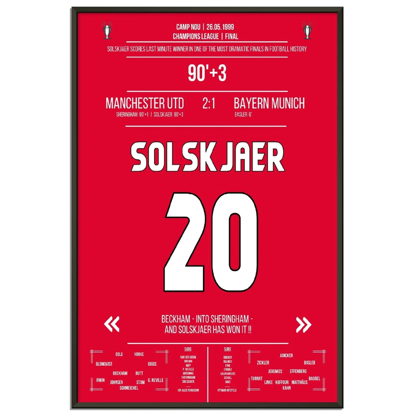 Solskjaer trifft im denkwürdigsten Comeback der Champions League Geschichte im Finale 1999 gegen Bayern 