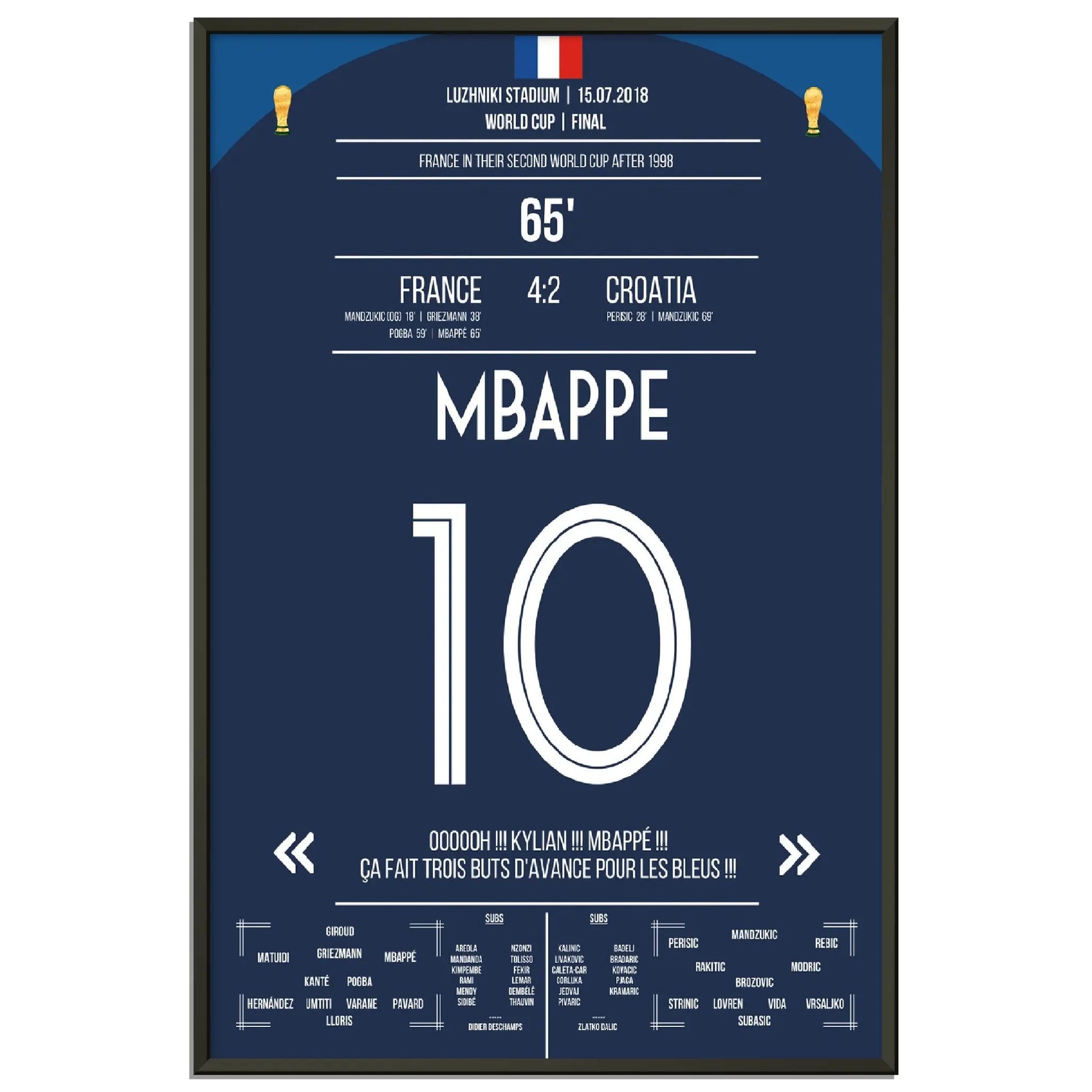 Superstar Mbappé mit dem vorentscheidenden Tor im WM Finale 2018 gegen Kroatien 