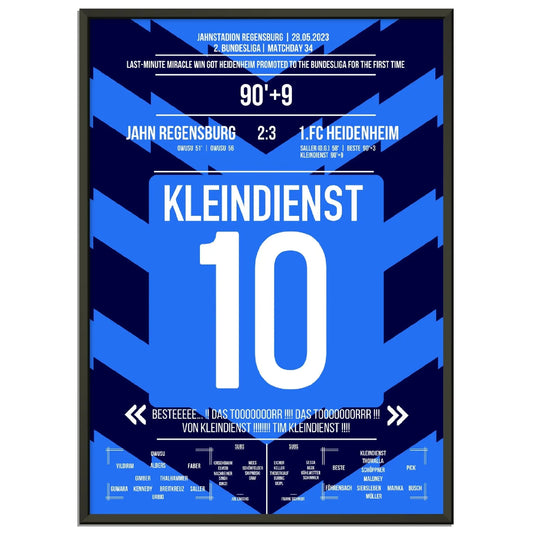 Tim Kleindienst mit dem Tor zum Aufstieg für Heidenheim 50x70-cm-20x28-Schwarzer-Aluminiumrahmen