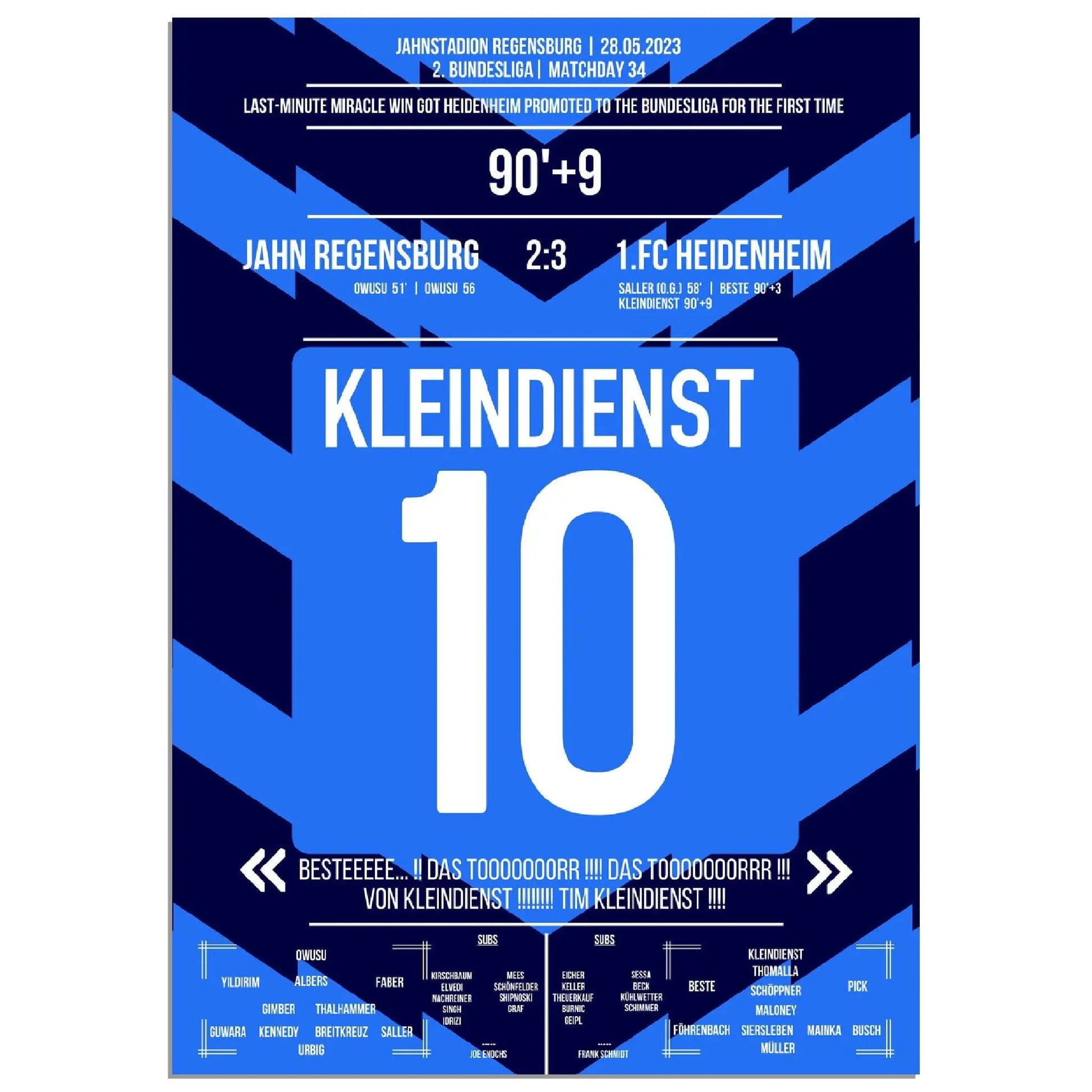Tim Kleindienst mit dem Tor zum Aufstieg für Heidenheim A4-21x29.7-cm-8x12-Ohne-Rahmen