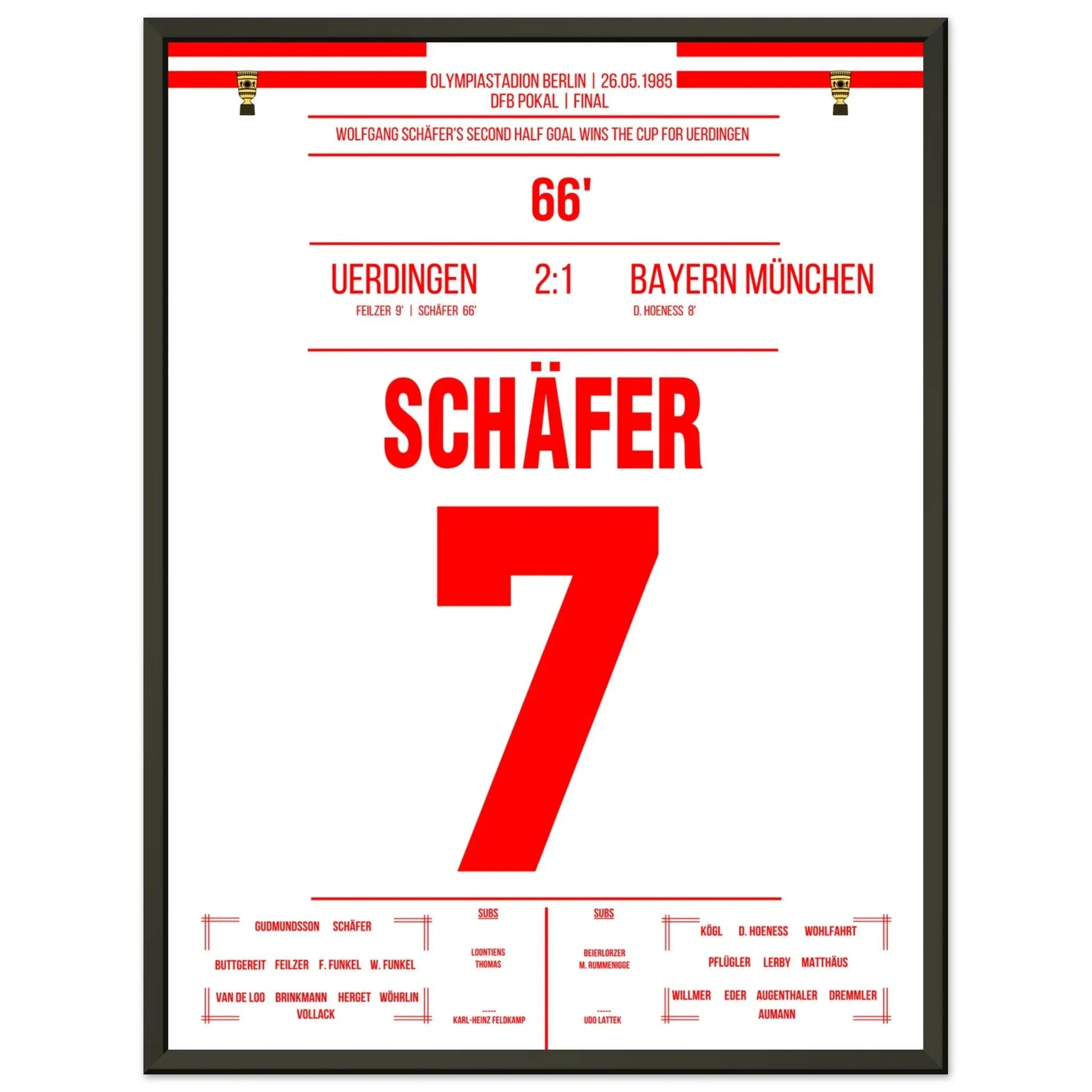 Uerdingen's DFB Pokalsieg gegen Bayern 1985 45x60-cm-18x24-Schwarzer-Aluminiumrahmen