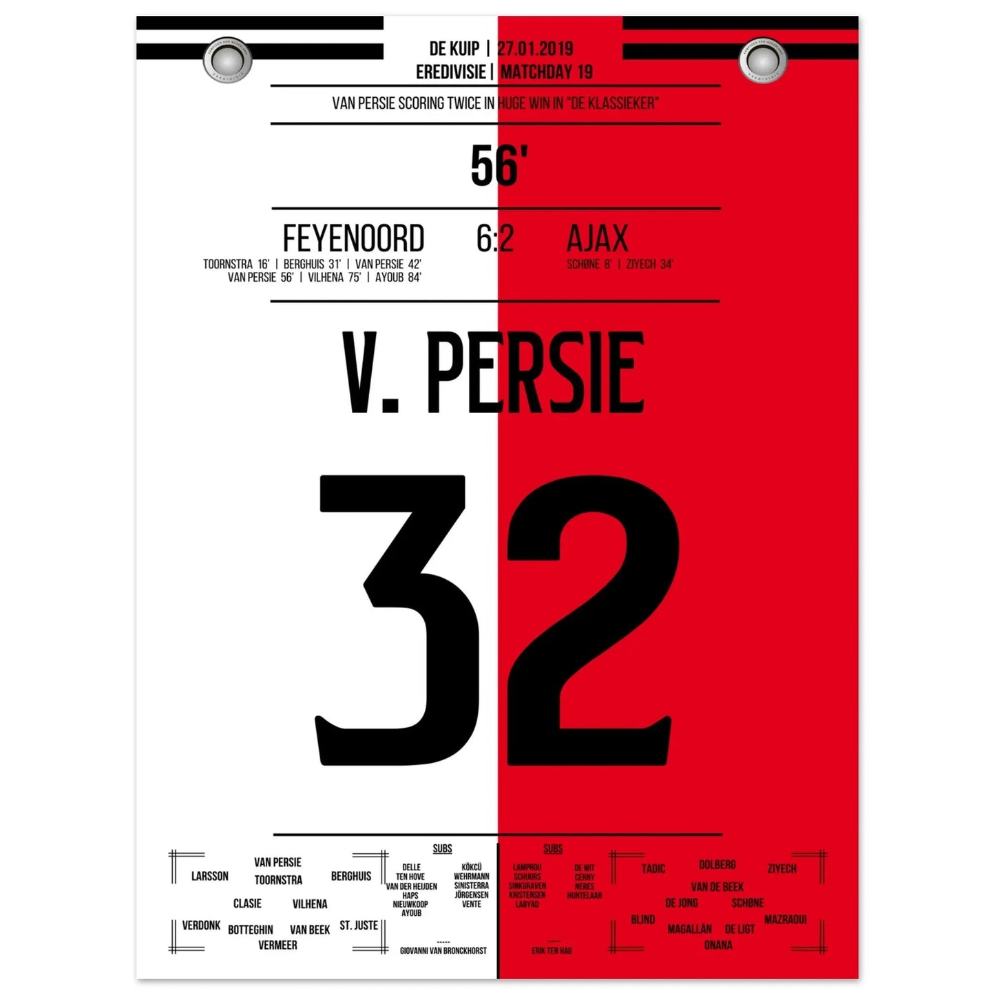 Van Persie mit Doppelpack im "De Klassieker" 2019 45x60-cm-18x24-Ohne-Rahmen