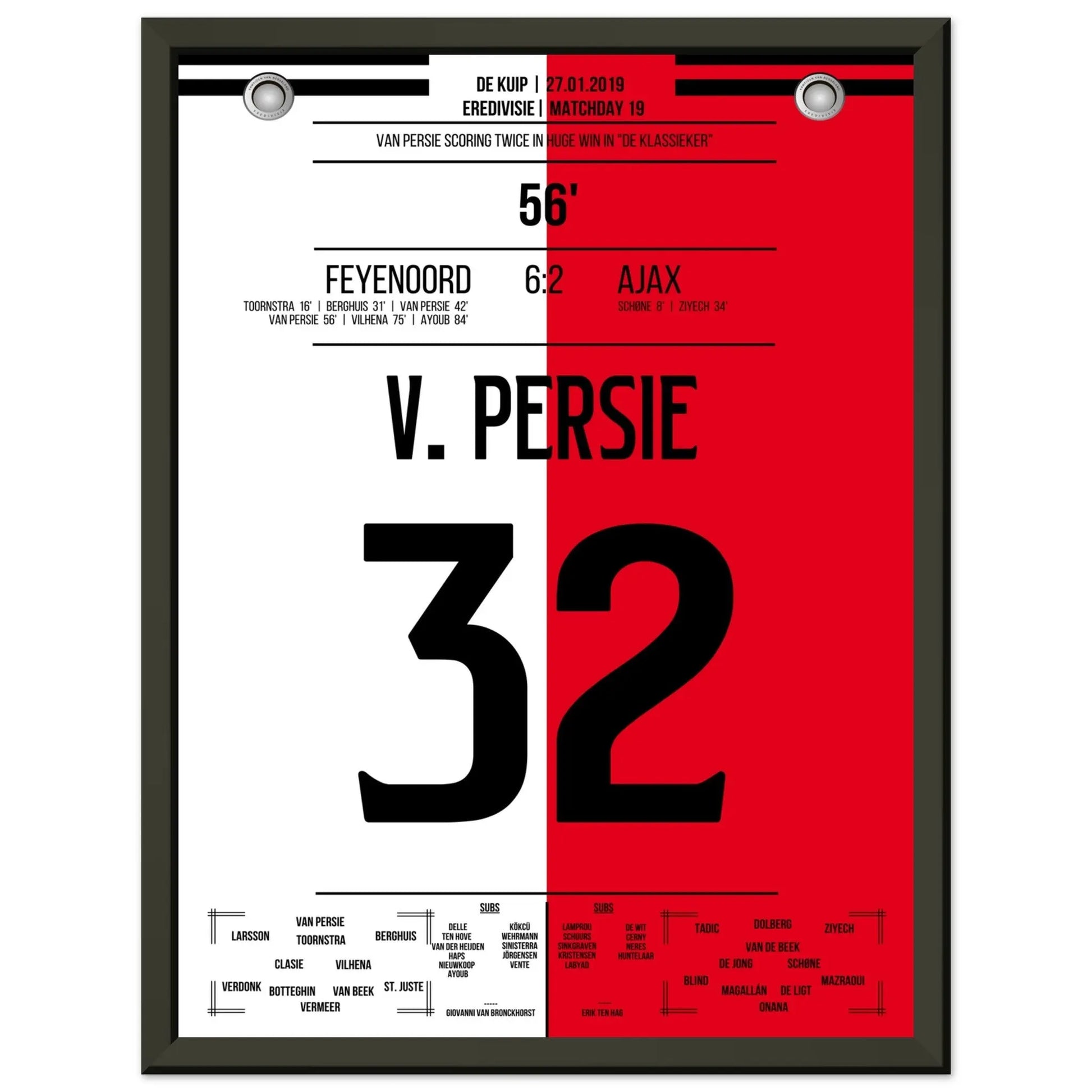 Van Persie mit Doppelpack im "De Klassieker" 2019 30x40-cm-12x16-Schwarzer-Aluminiumrahmen