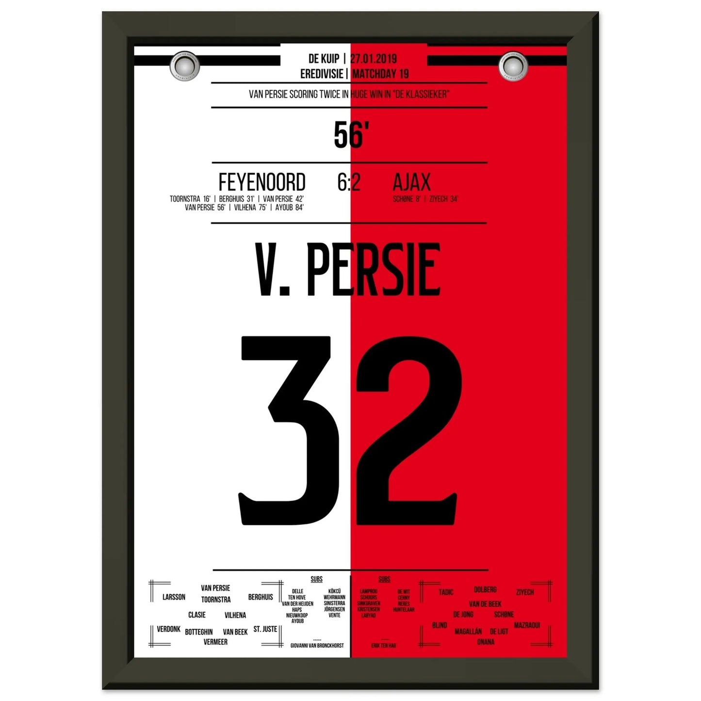 Van Persie mit Doppelpack im "De Klassieker" 2019 A4-21x29.7-cm-8x12-Schwarzer-Aluminiumrahmen