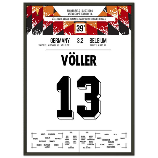 Völler trifft doppelt bei Deutschlands Sieg im Achtelfinale der WM 1994 50x70-cm-20x28-Schwarzer-Aluminiumrahmen