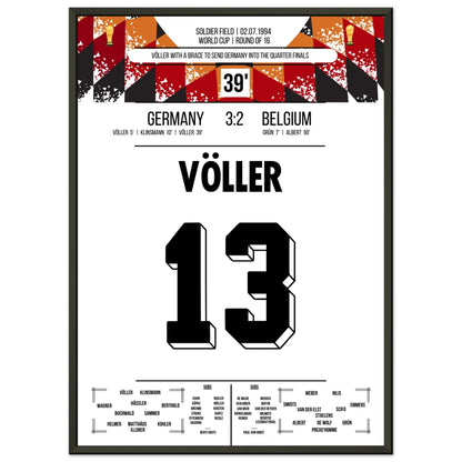 Völler trifft doppelt bei Deutschlands Sieg im Achtelfinale der WM 1994 50x70-cm-20x28-Schwarzer-Aluminiumrahmen
