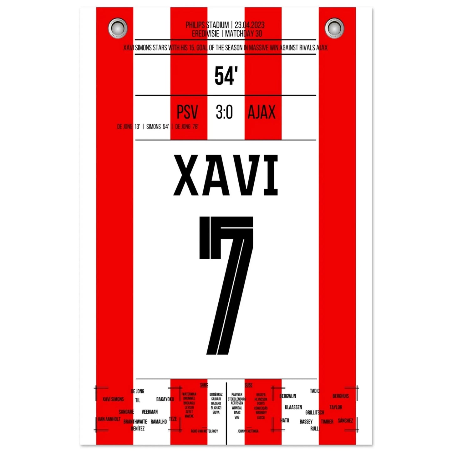 Xavi Simons mit Tor und Assist beim Heimsieg gegen Ajax 2023 60x90-cm-24x36-Ohne-Rahmen