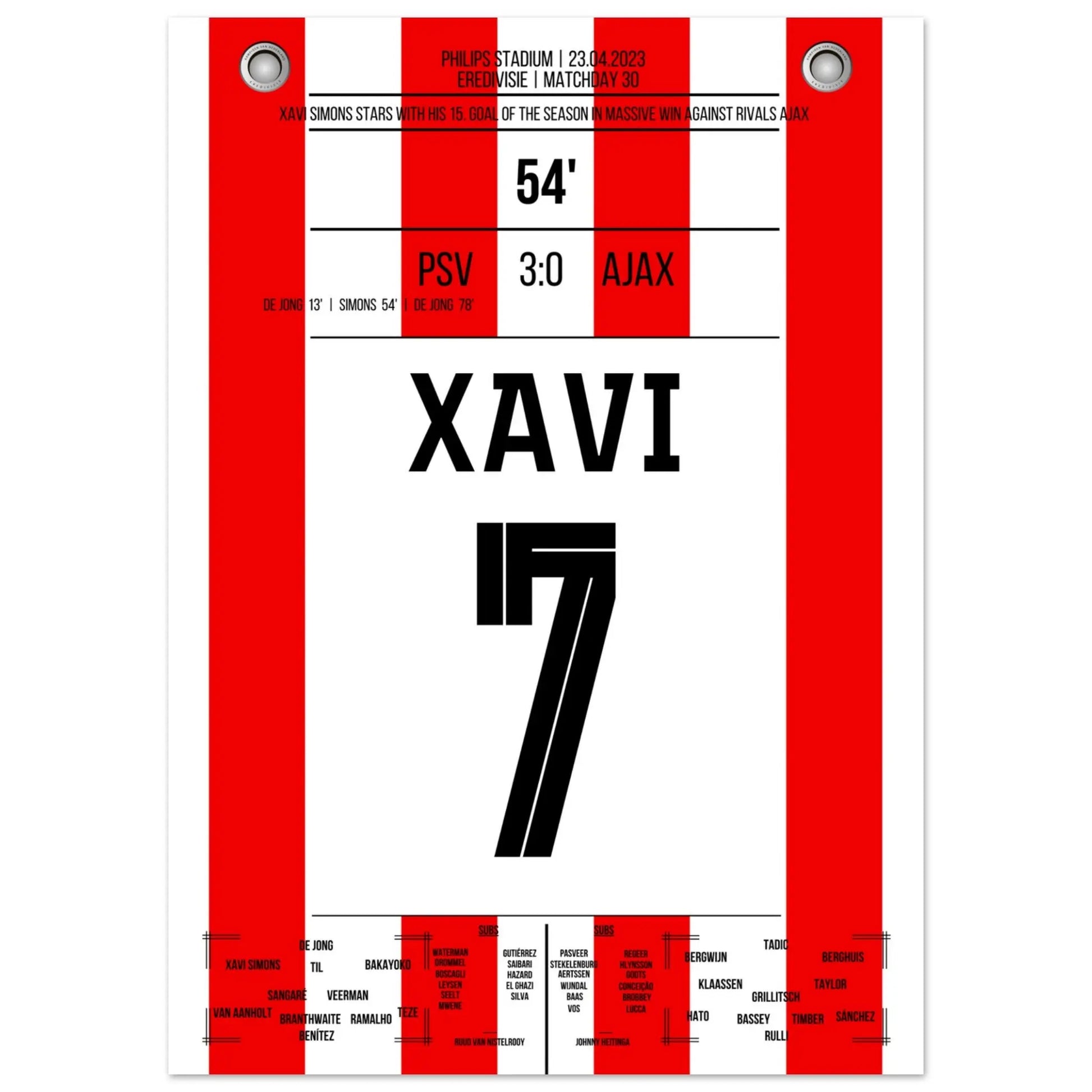 Xavi Simons mit Tor und Assist beim Heimsieg gegen Ajax 2023 50x70-cm-20x28-Ohne-Rahmen