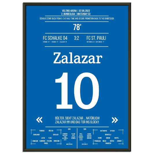 Zalazar trifft zum Wiederaufstieg am 33. Spieltag gegen St Pauli 50x70-cm-20x28-Schwarzer-Aluminiumrahmen