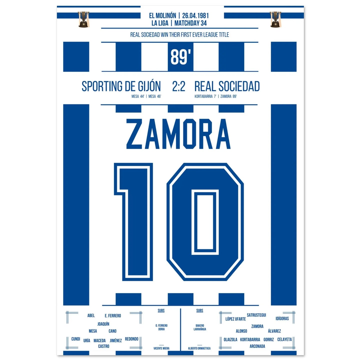 Zamora's goal in San Sebastian's first championship in the club's history
