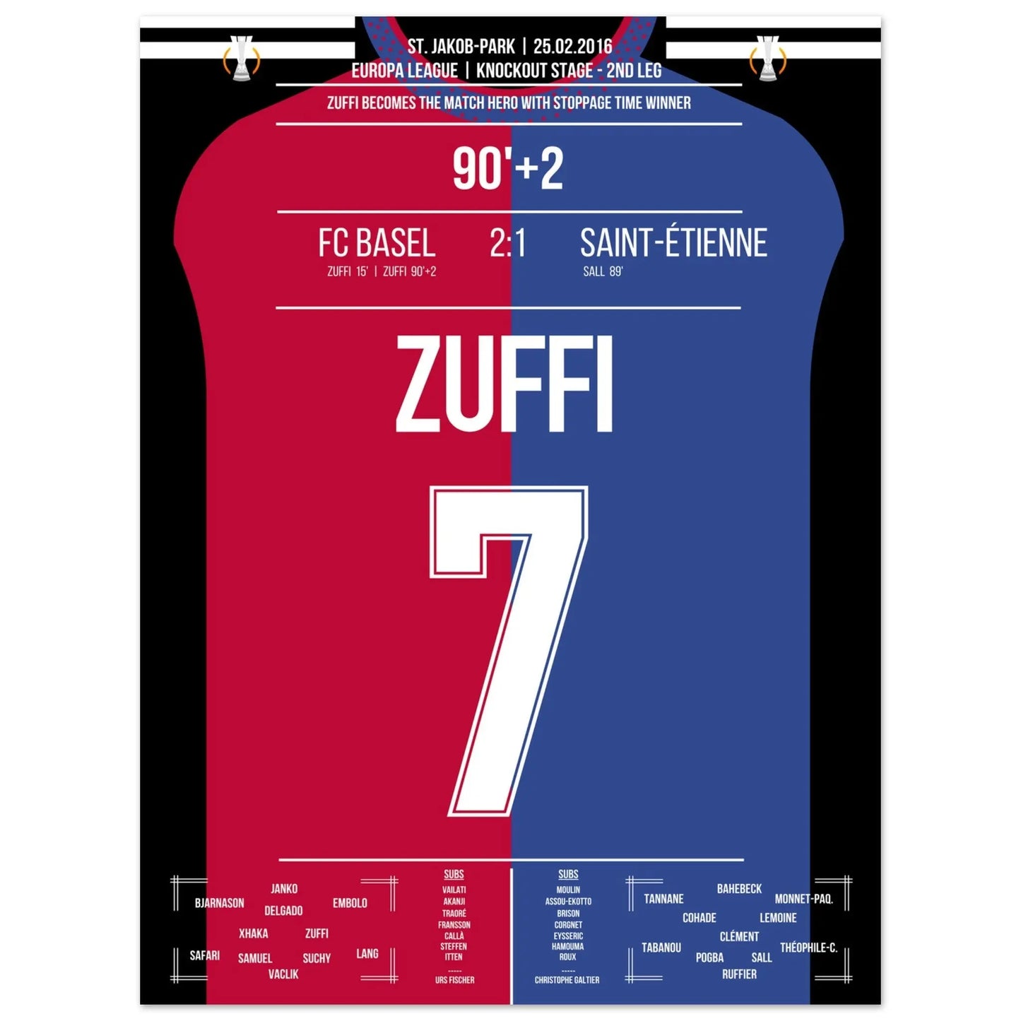 Zuffi's Sieg-Tor in der Nachspielzeit gegen Saint-Etienne in 2016 30x40-cm-12x16-Ohne-Rahmen