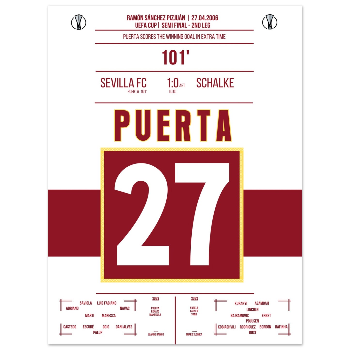 Puerta schießt Sevilla ins Uefa Cup Finale 2006 45x60-cm-18x24-Ohne-Rahmen