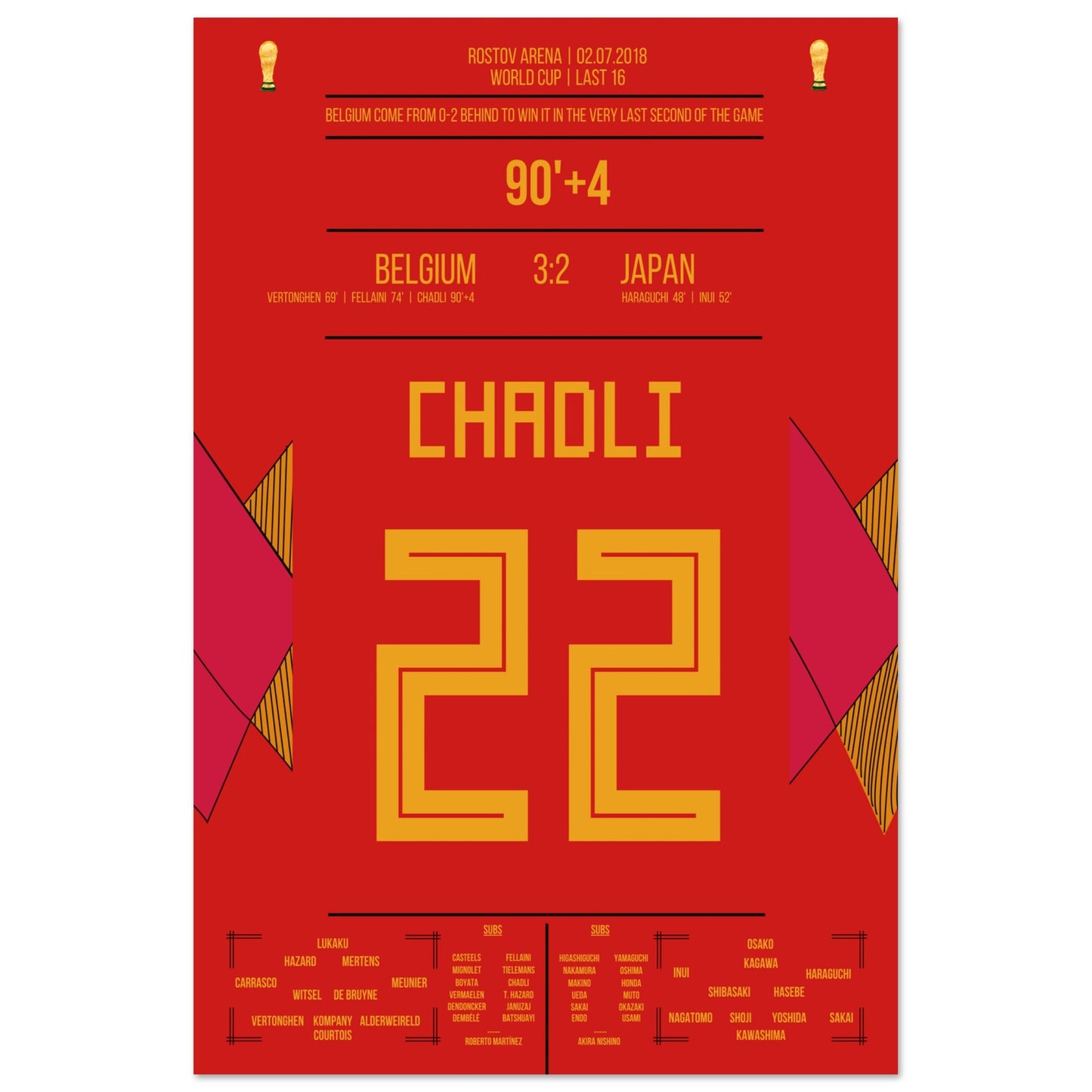 Chadli's Last-Minute Tor gegen Japan bei der WM 2018 60x90-cm-24x36-Ohne-Rahmen