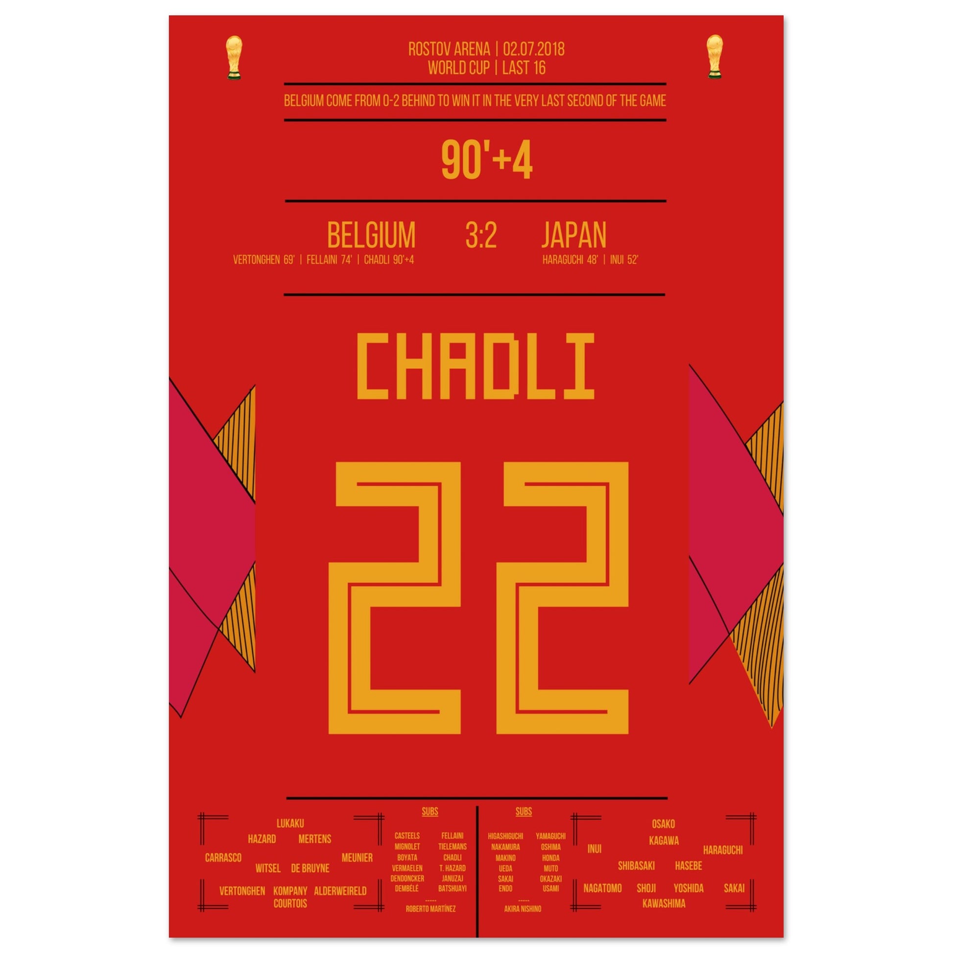 Chadli's Last-Minute Tor gegen Japan bei der WM 2018 60x90-cm-24x36-Ohne-Rahmen