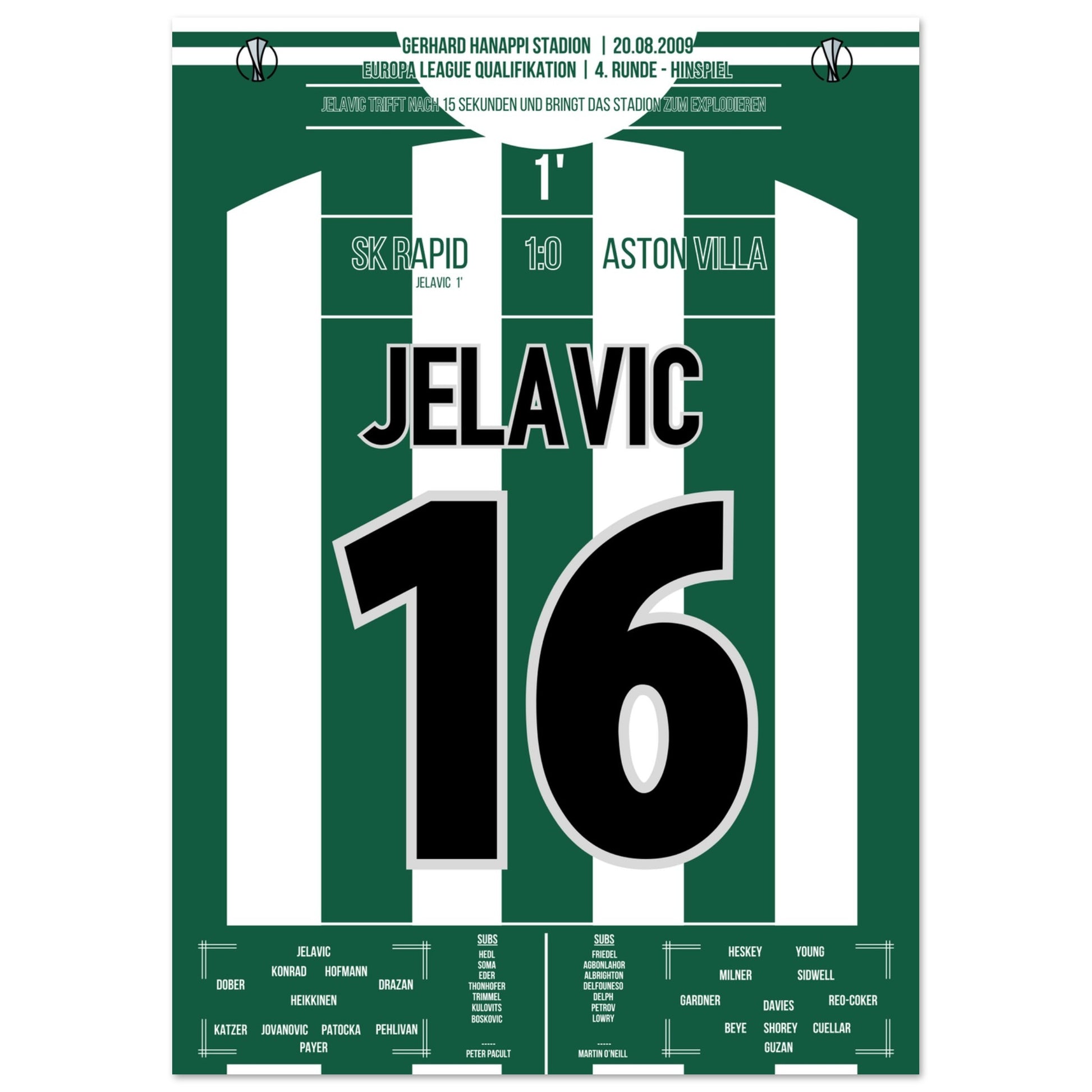 Jelavic's trifft nach 15 Sekunden zur Führung für Rapid gegen Aston Villa A4-21x29.7-cm-8x12-Ohne-Rahmen