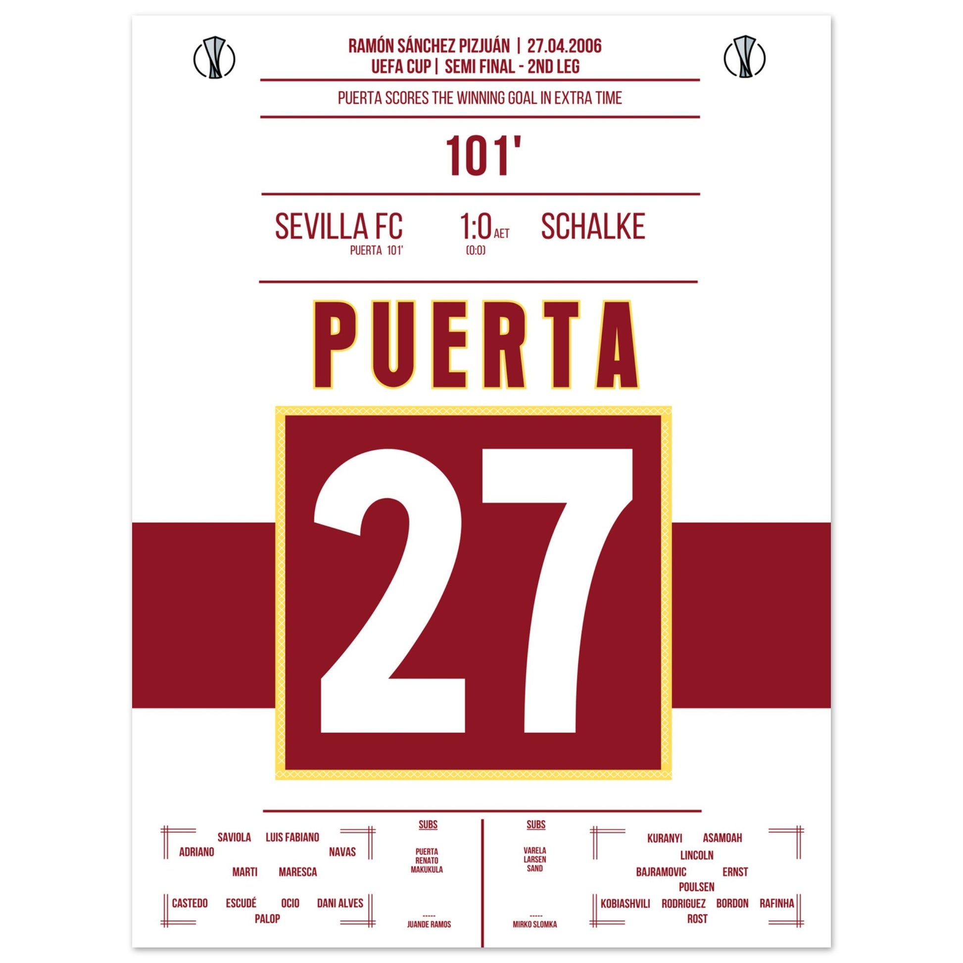 Puerta schießt Sevilla ins Uefa Cup Finale 2006 30x40-cm-12x16-Ohne-Rahmen