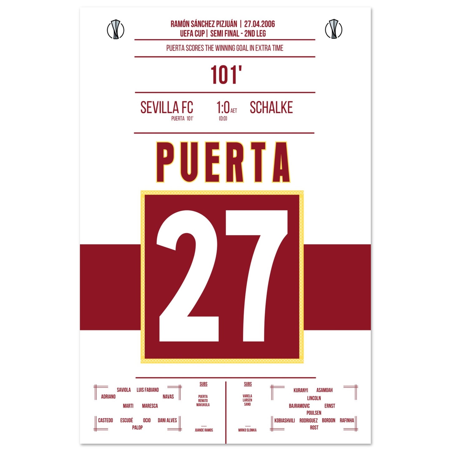Puerta schießt Sevilla ins Uefa Cup Finale 2006 60x90-cm-24x36-Ohne-Rahmen