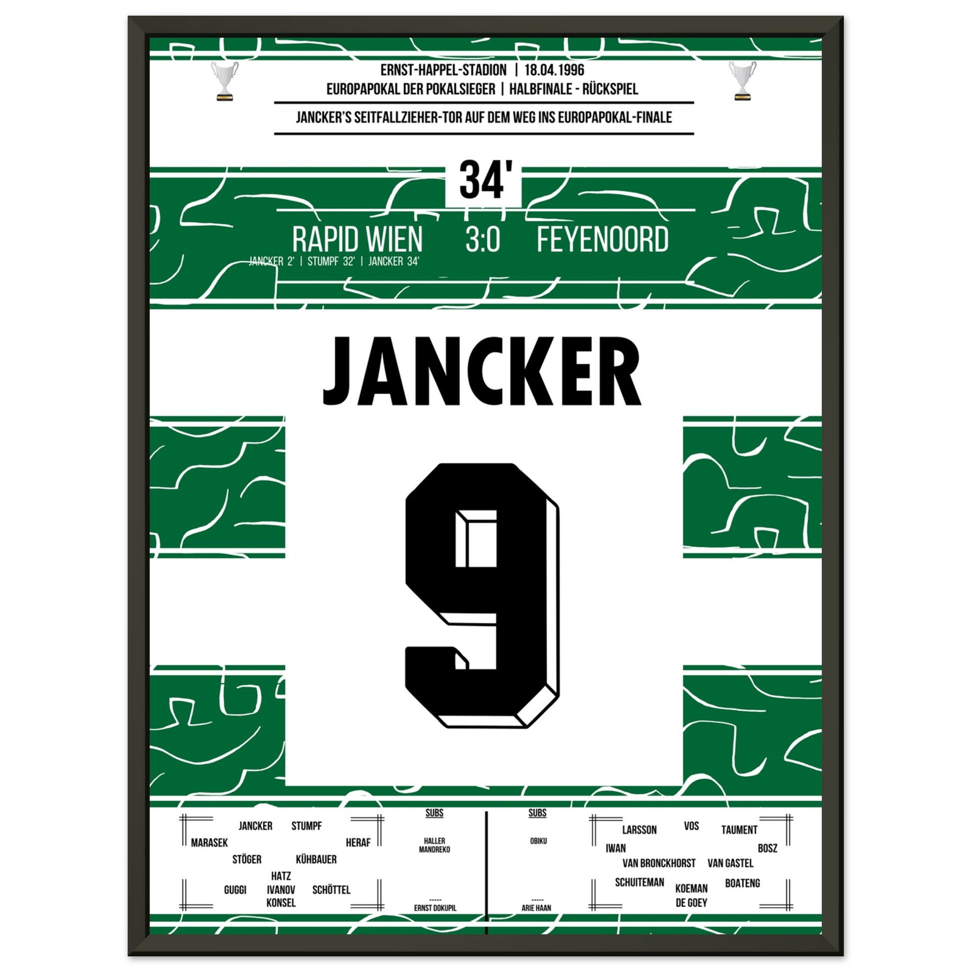 Jancker's Traumtor auf dem Weg ins Europapokalfinale 1996 45x60-cm-18x24-Schwarzer-Aluminiumrahmen