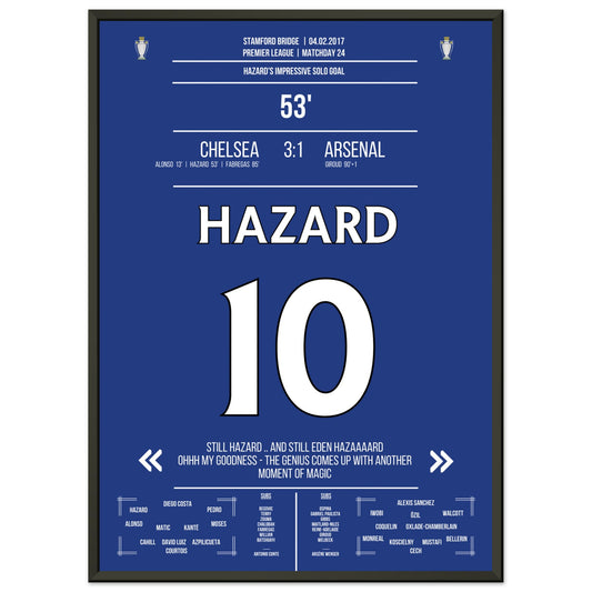 Hazard's Weltklasse-Solo gegen Arsenal in 2017 50x70-cm-20x28-Schwarzer-Aluminiumrahmen