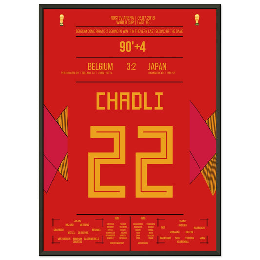 Chadli's Last-Minute Tor gegen Japan bei der WM 2018 50x70-cm-20x28-Schwarzer-Aluminiumrahmen