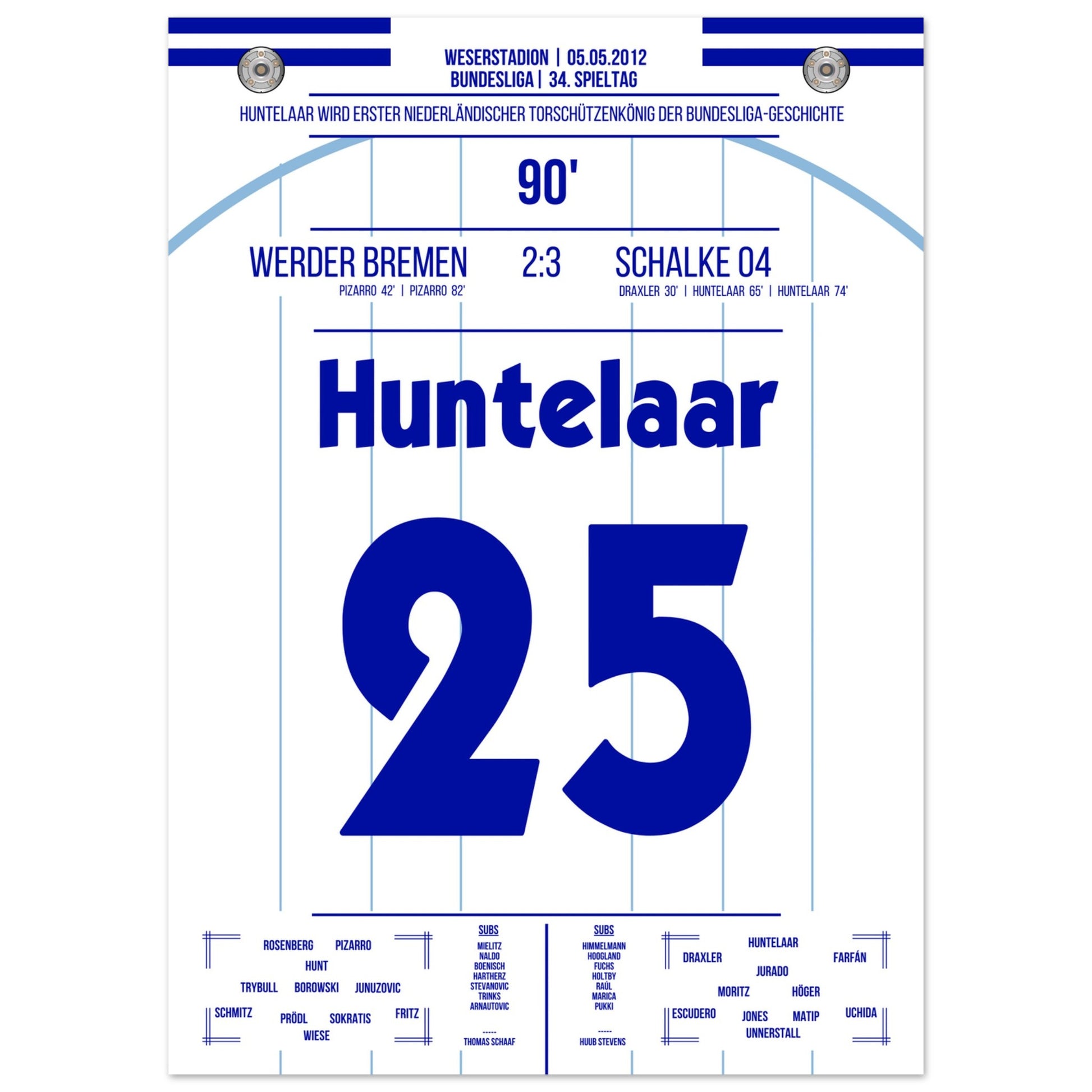 Huntelaar wird erster niederländischer Torschützenkönig der Bundesliga 50x70-cm-20x28-Ohne-Rahmen