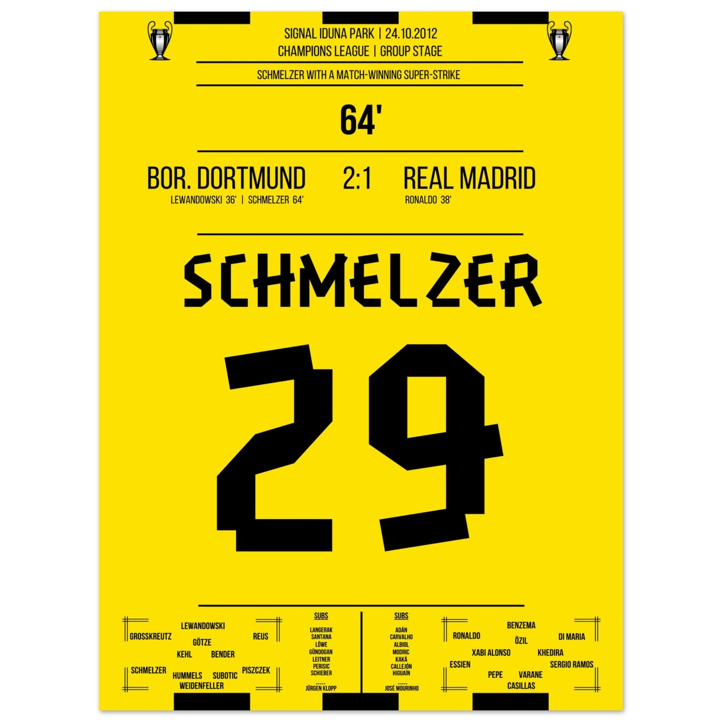 Schmelzer's linke Klebe gegen Real in der Champions League 2012 45x60-cm-18x24-Ohne-Rahmen